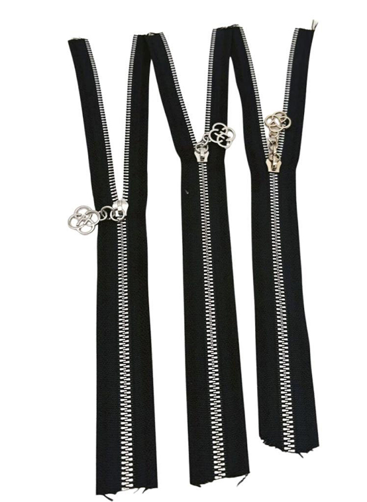 Angel Çanta Aksesuar Başlıklı Fermuar Set 30 Cm Gümüş Metal Siyah 3 Adet