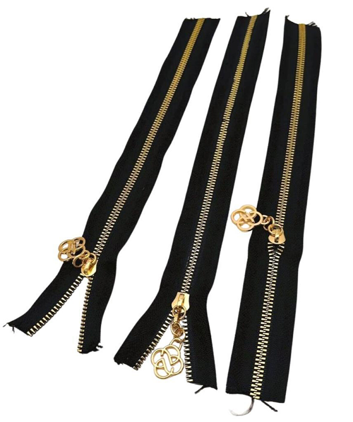 Angel Çanta Aksesuar Başlıklı Fermuar Set 30 Cm Light Gold Metal Siyah 3 Adet