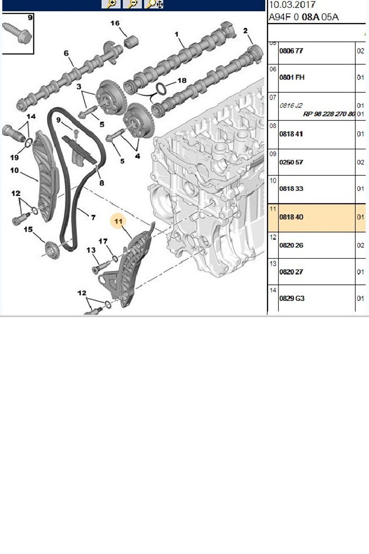 Eksantrik Zincir Paleti 207 208 308 3008 5008 Partner Tepee Rcz C3 C4 C5  (081840)