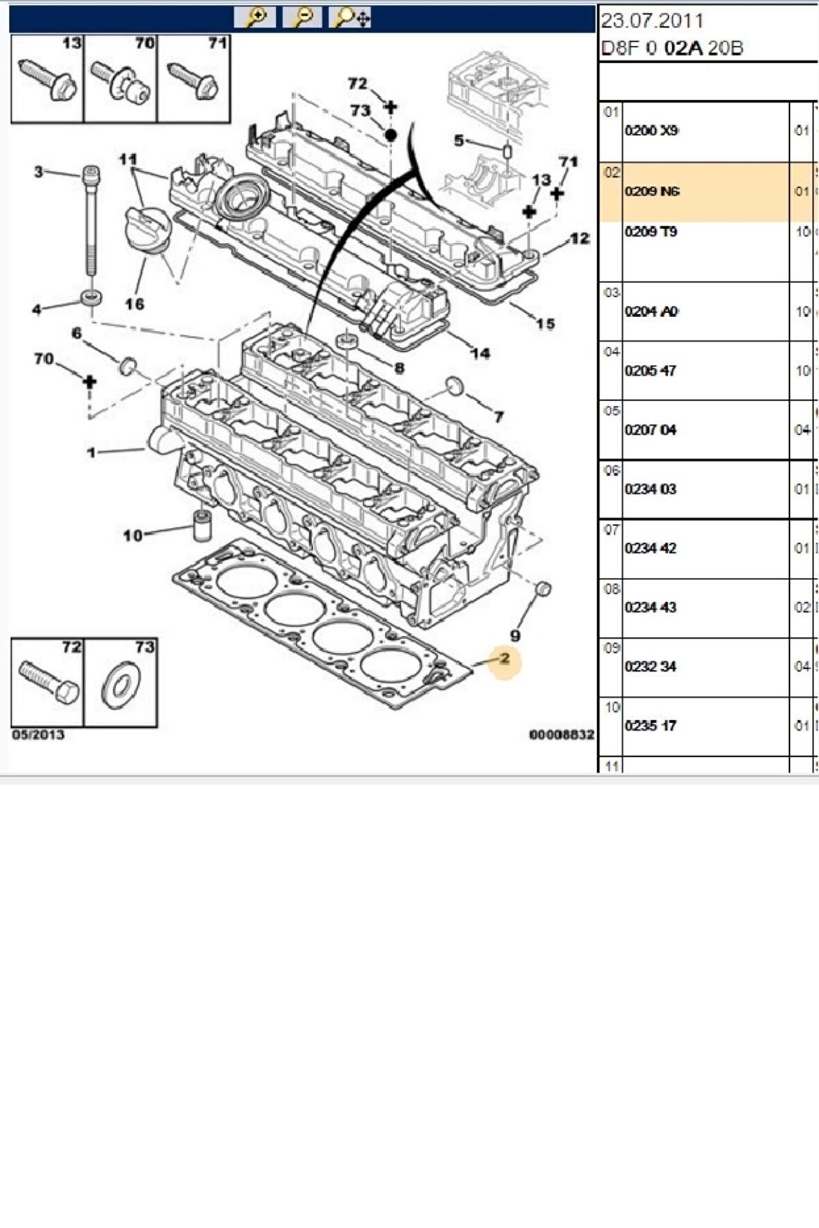 Silindir Kapak Contası XU10 1,2D 306 406 605 806 Xantia (0209N6-CRT83414335)