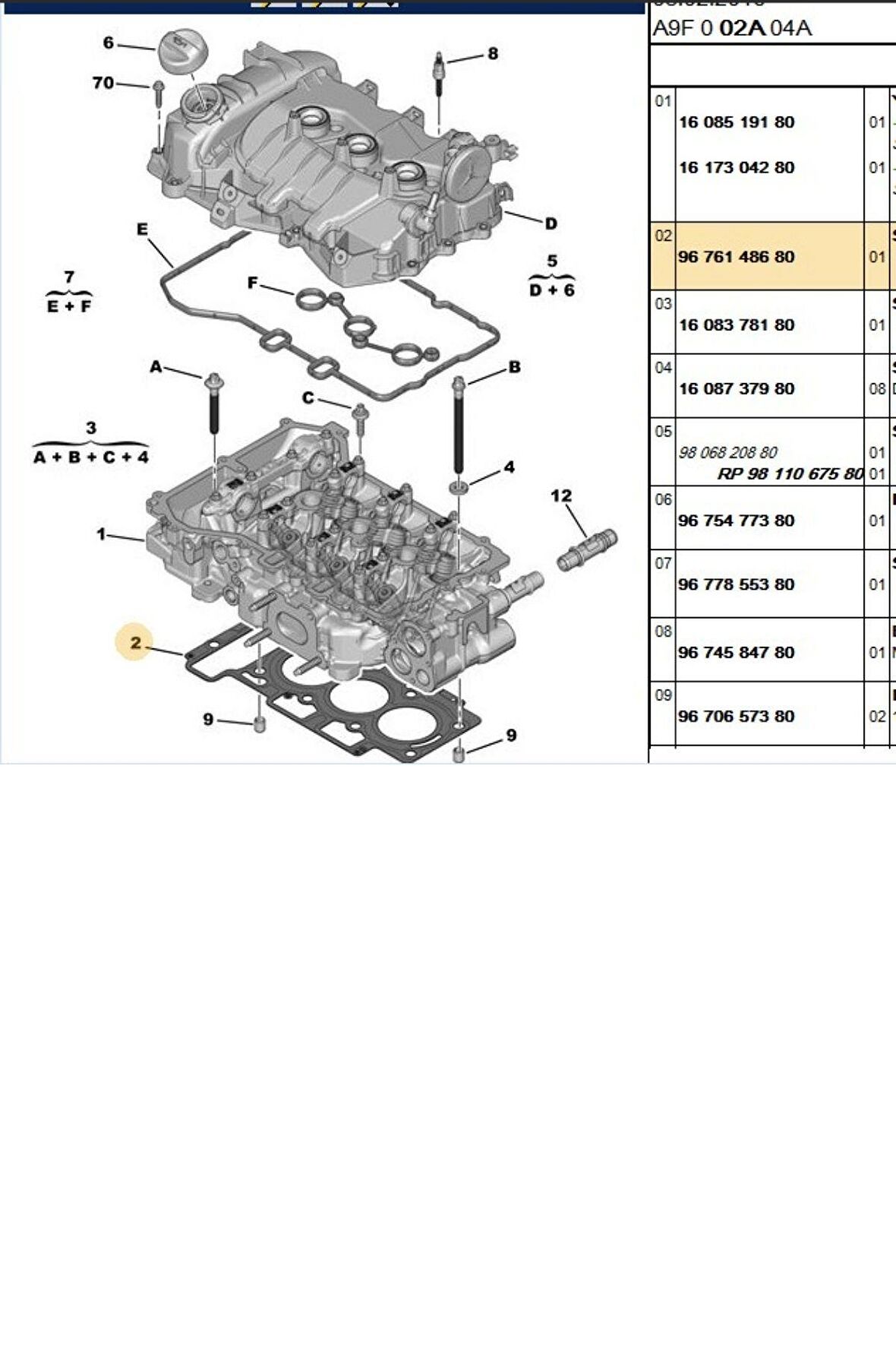 Silindir Kapak Contası 1,2 12V 208 308 2008 5008 C3 C4 (9676148680-9844043380)