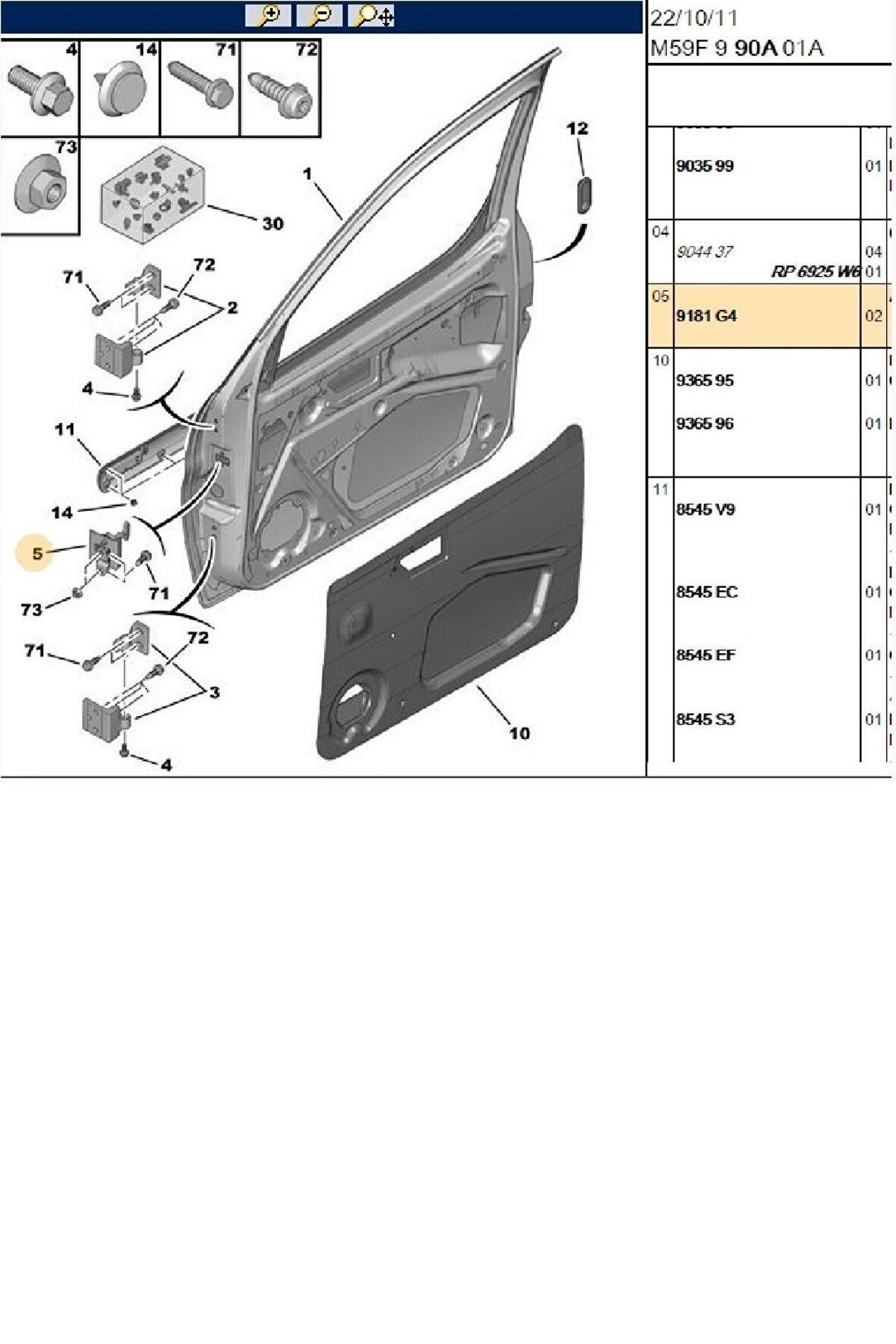 Ön Kapı Gergi Partner Berlingo DW8 (22367002-09040235-TRL9181G4-9181G4)