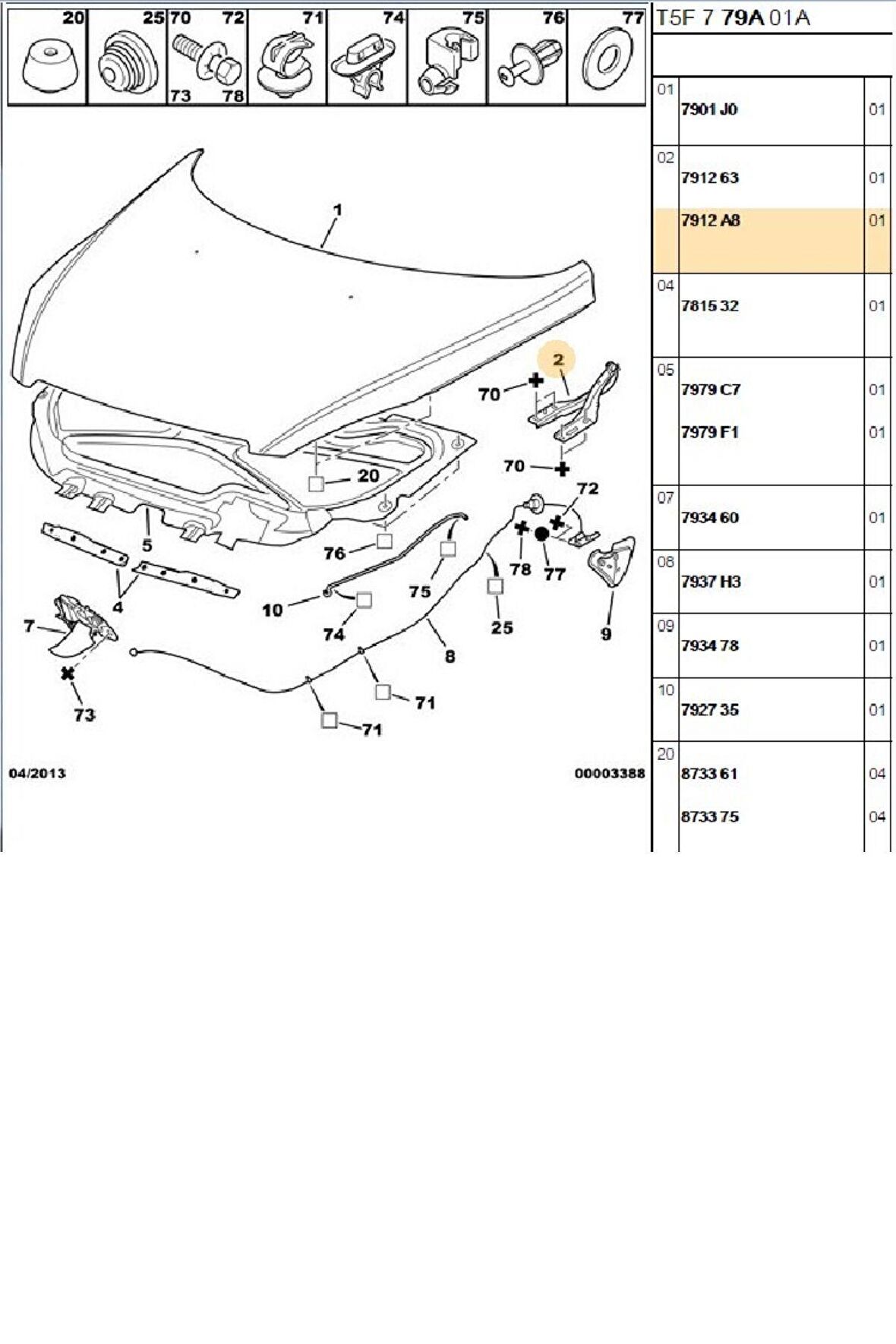 Sağ Kaput Menteşe 307 (7912A8-7912A4-BPE276025)