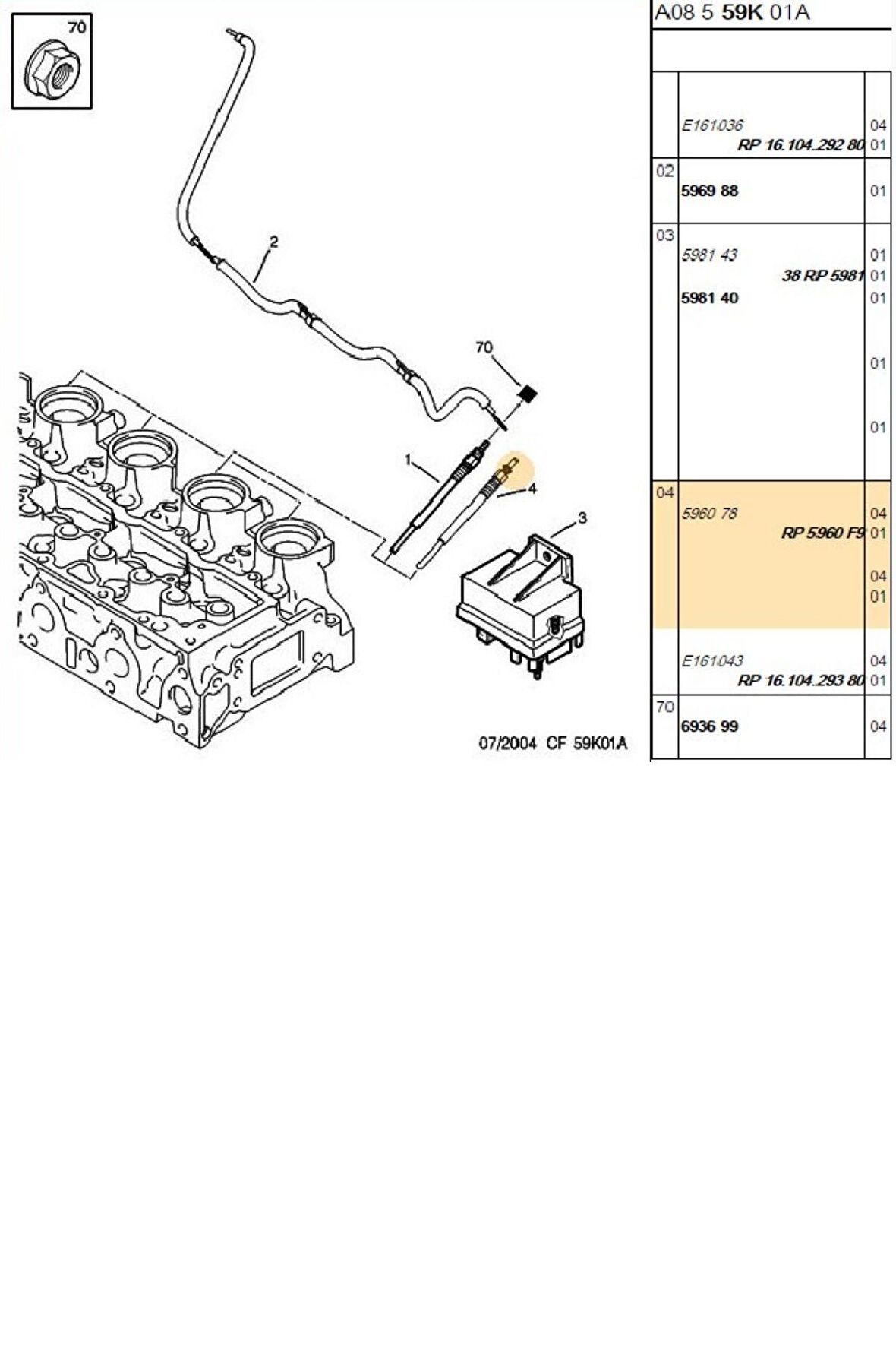 Buji Geçmeli Partner 206 207 307 308 Bipper Expert Berlingo C1 C2 C3 (5960F9-ET127012)