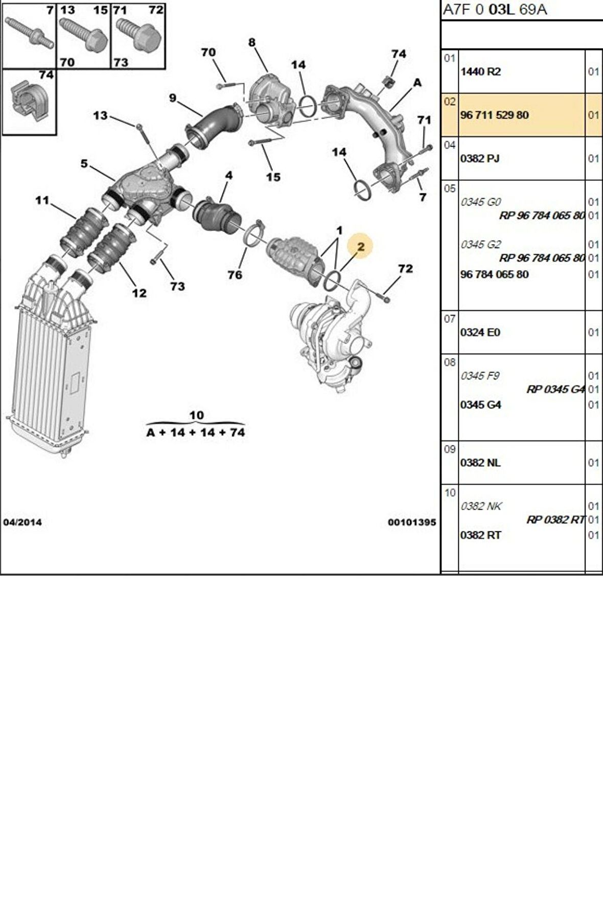 Turbo Hortum Conta EURO5 DW6 (9671152980)