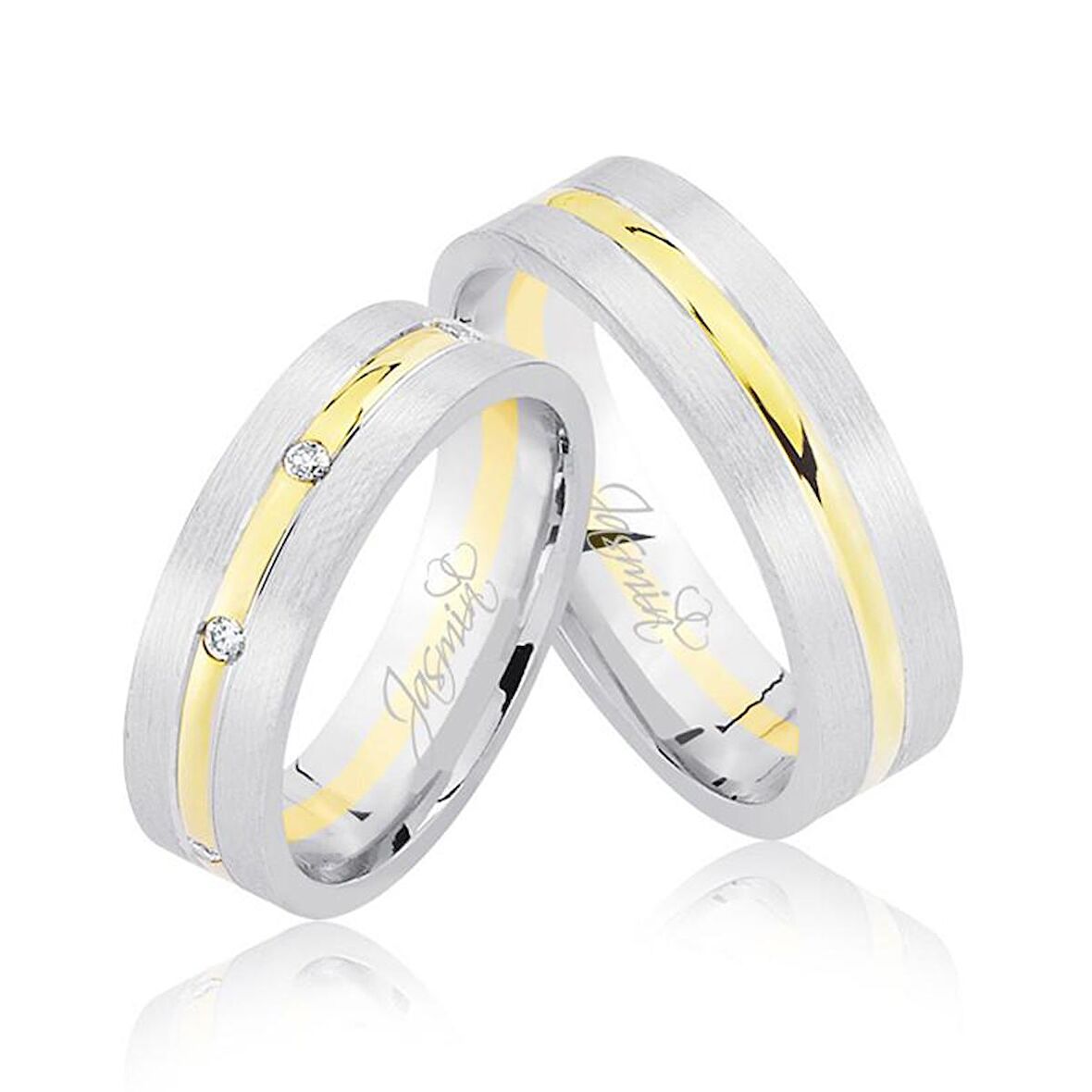 Harem Altın Sarı Beyaz Altın Alyans 2605-3