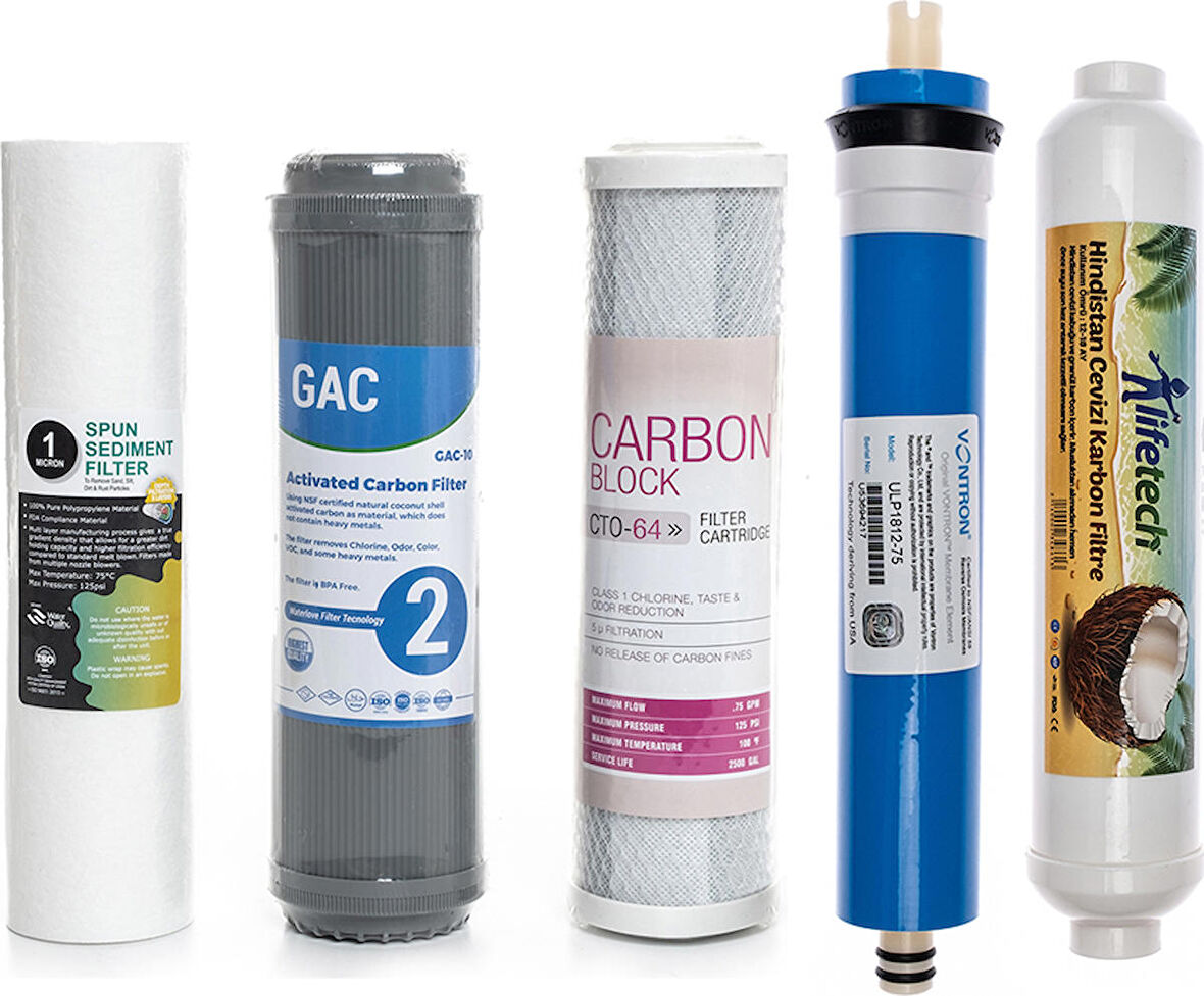 Sulook Açık Kasa Su Arıtma Cihazlarına Uyumlu 5'li Filtre Seti Vontron Membranlı