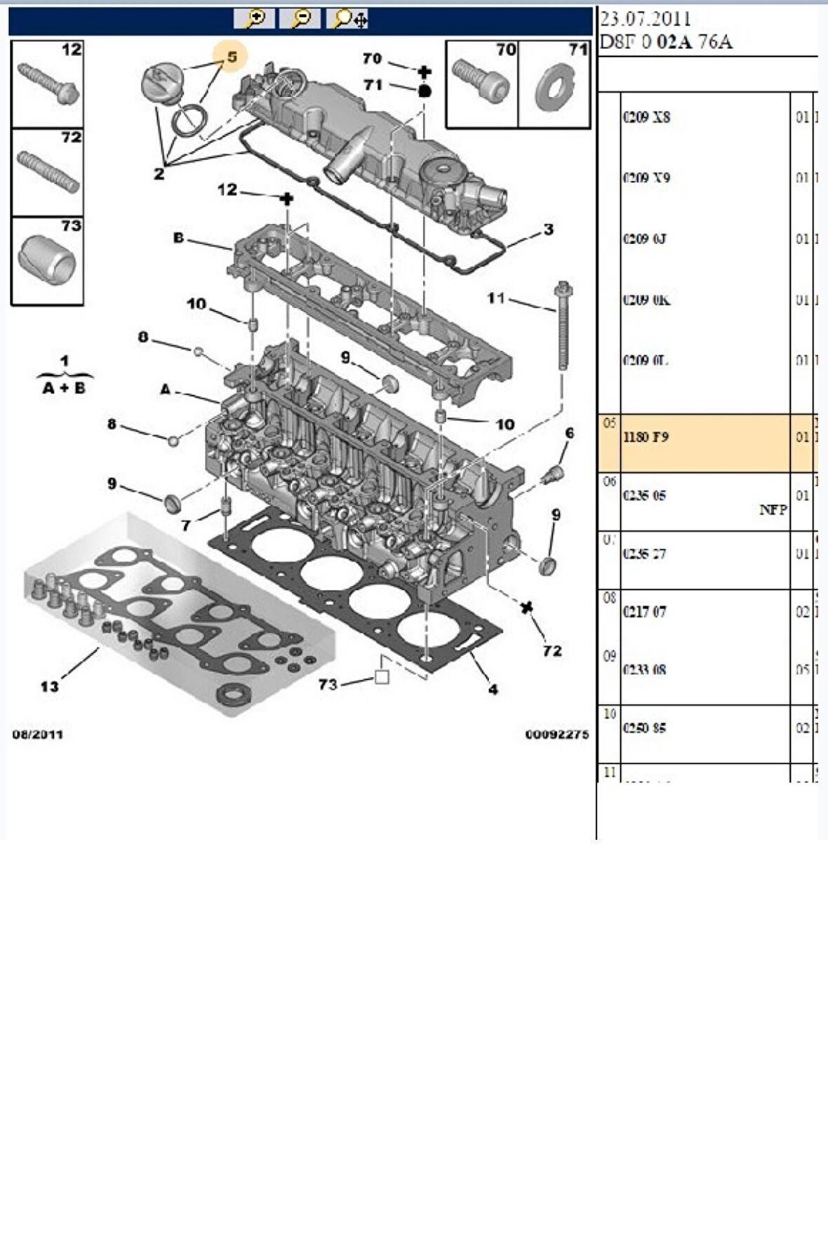 Yağ Dolum Kapağı 206 207 307 308 407 Bipper Partner C2 C3 C4 (1180F9-BPE258002)