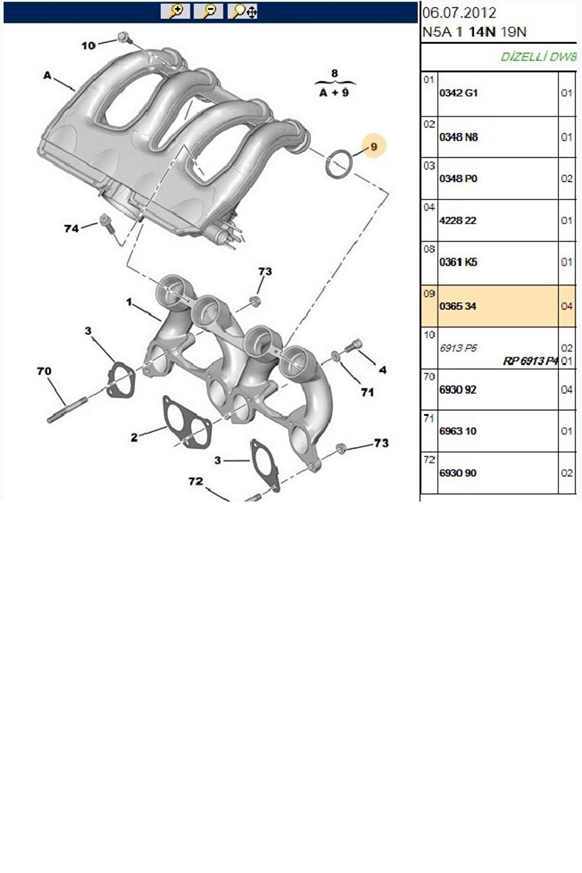 Emme Manifold Contası DW8 Partner M49 M59 Berlingo M49 M59 (036534)