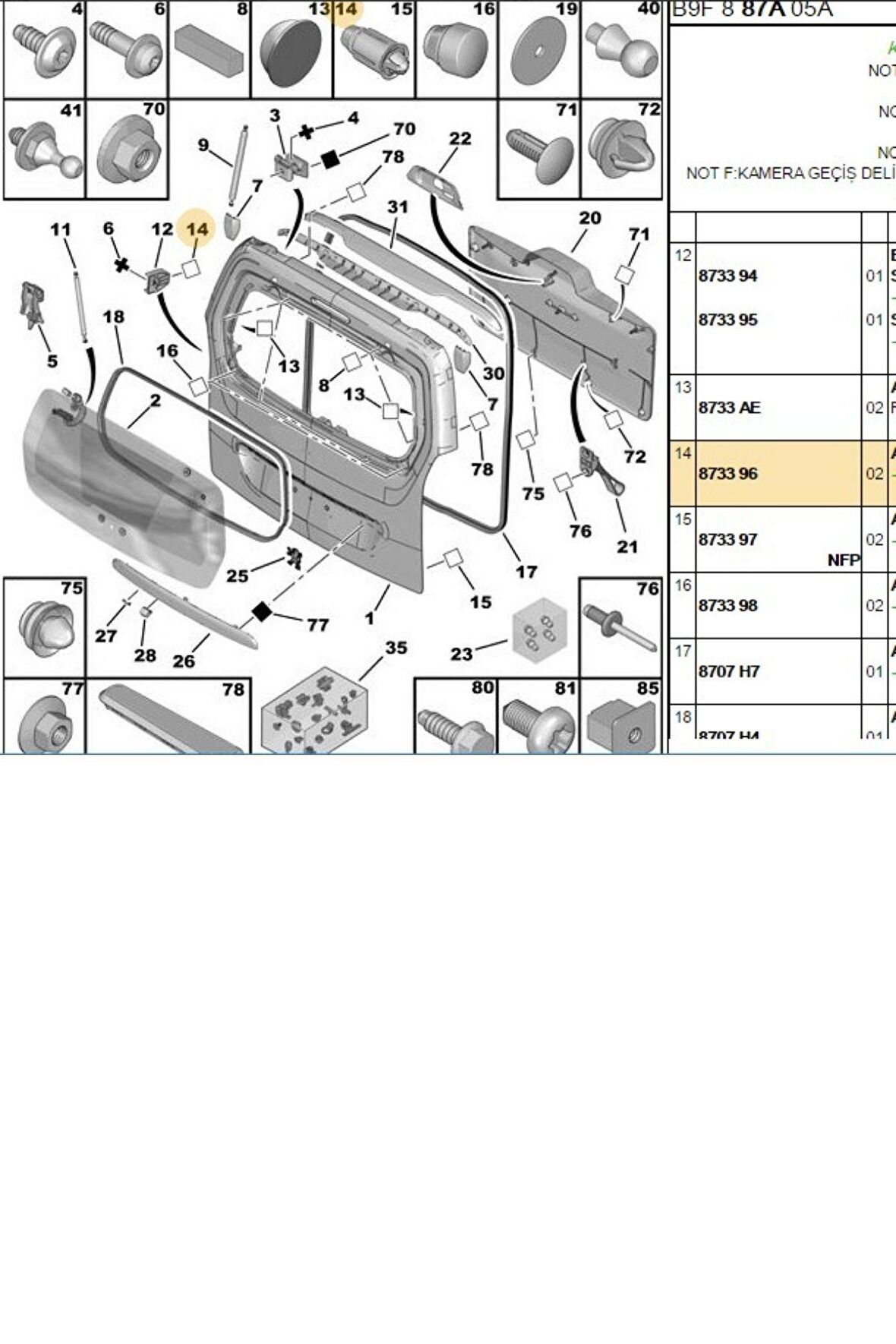 Bagaj Kapak Takozu Partner Tepee Berlingo (873396)