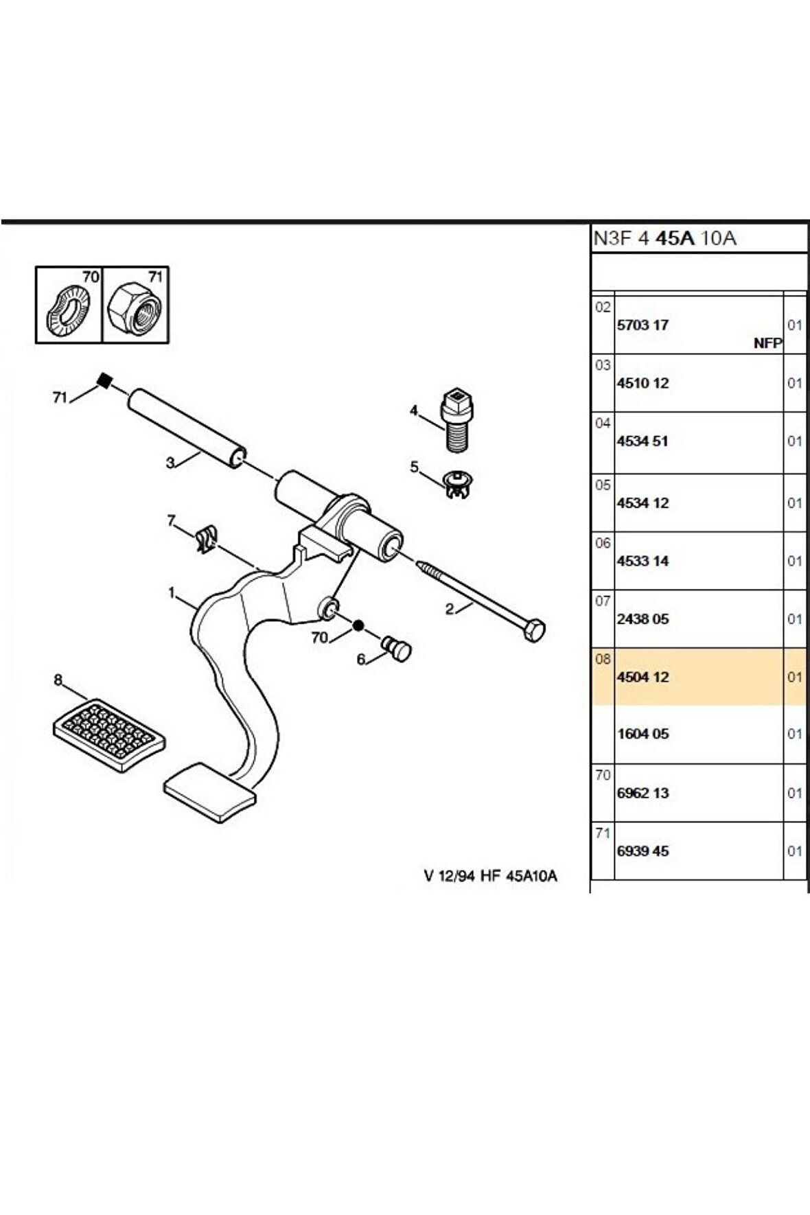 Pedal  Lastiği Fren 306 405 (TRL450412-450412)