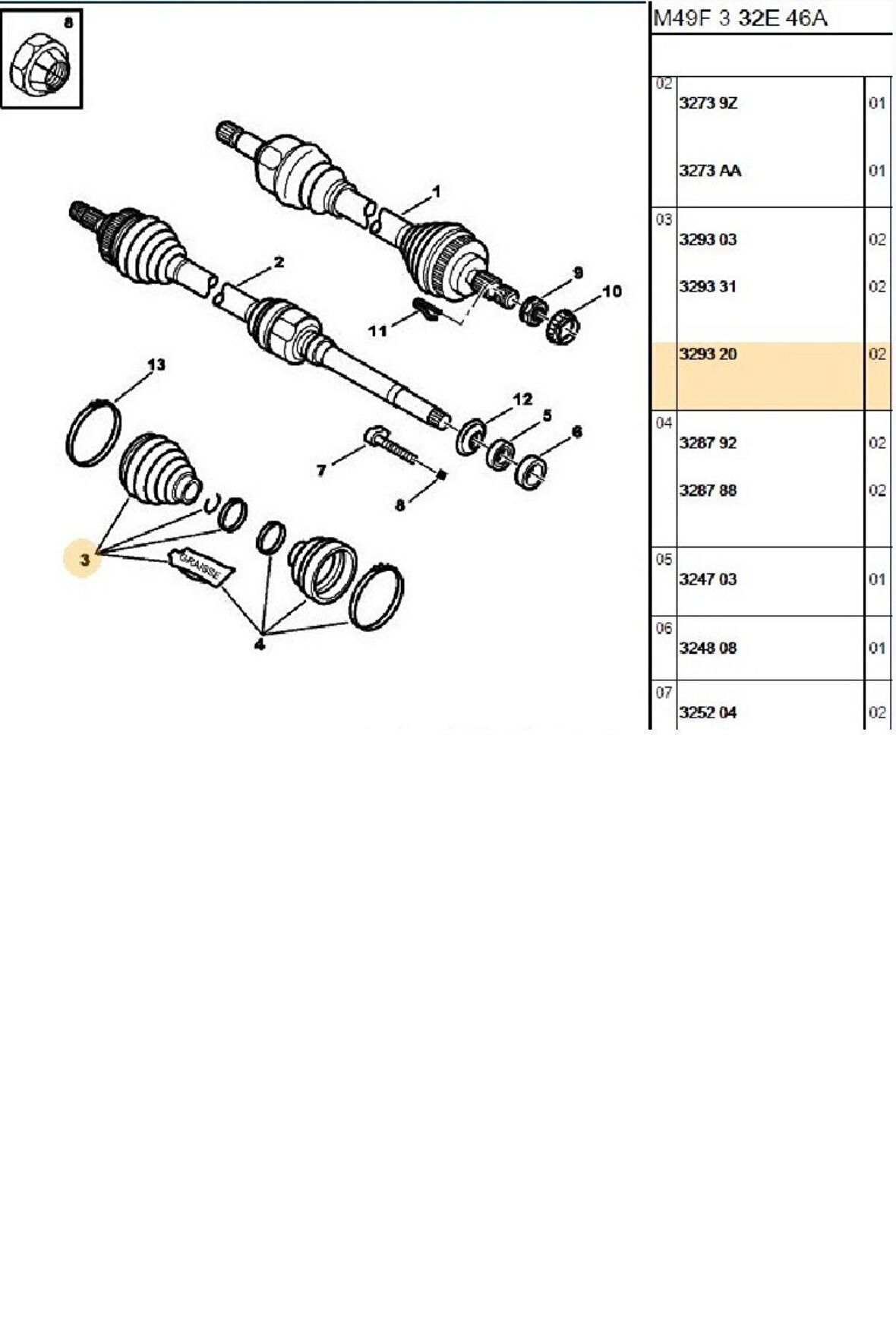 Dış Aks Körüğü 206 207 208 306 307 Partner C2 C3 (41539-329320-Y5518)