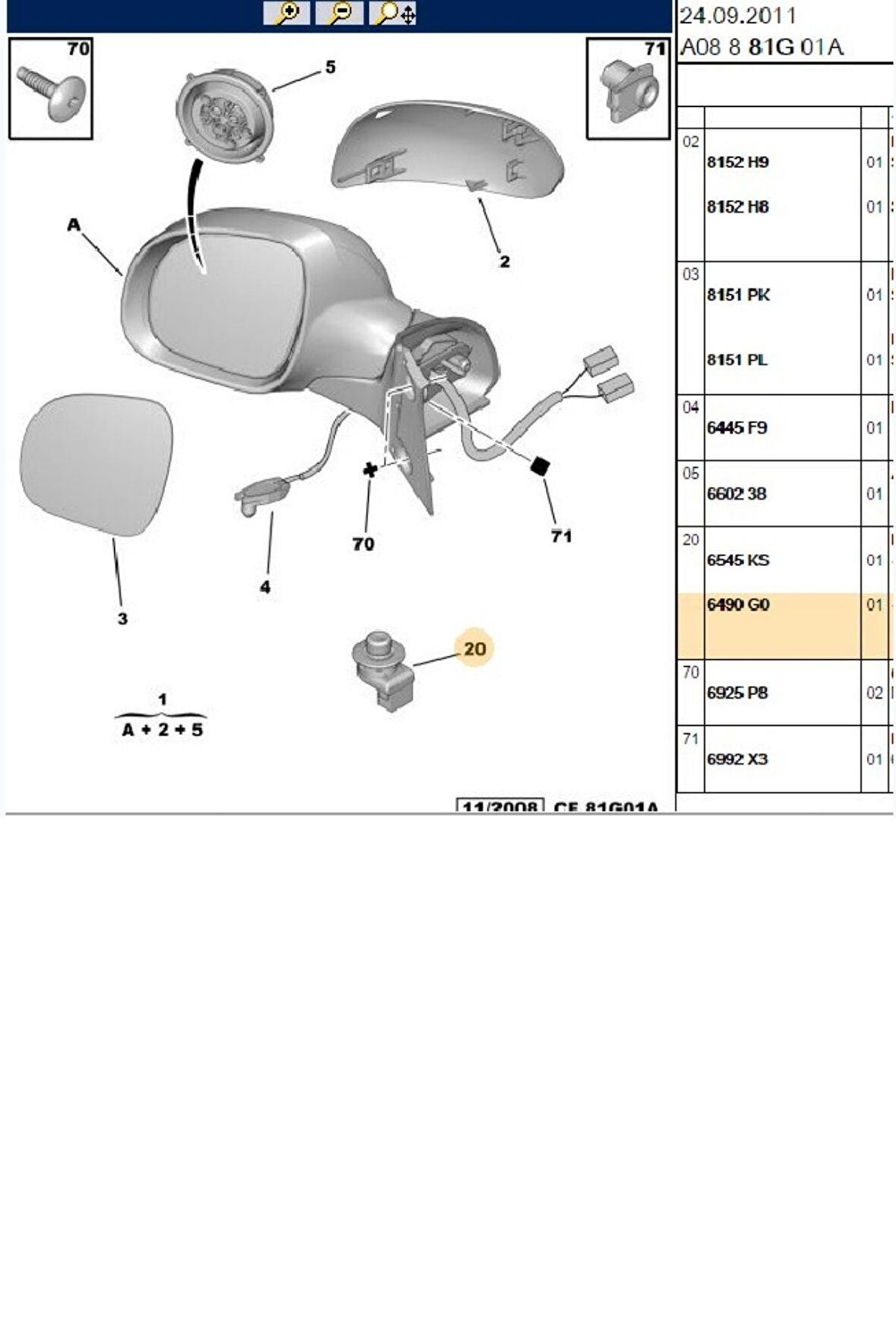 Ayna Kumanda Düğmesi 301 (6490G0)