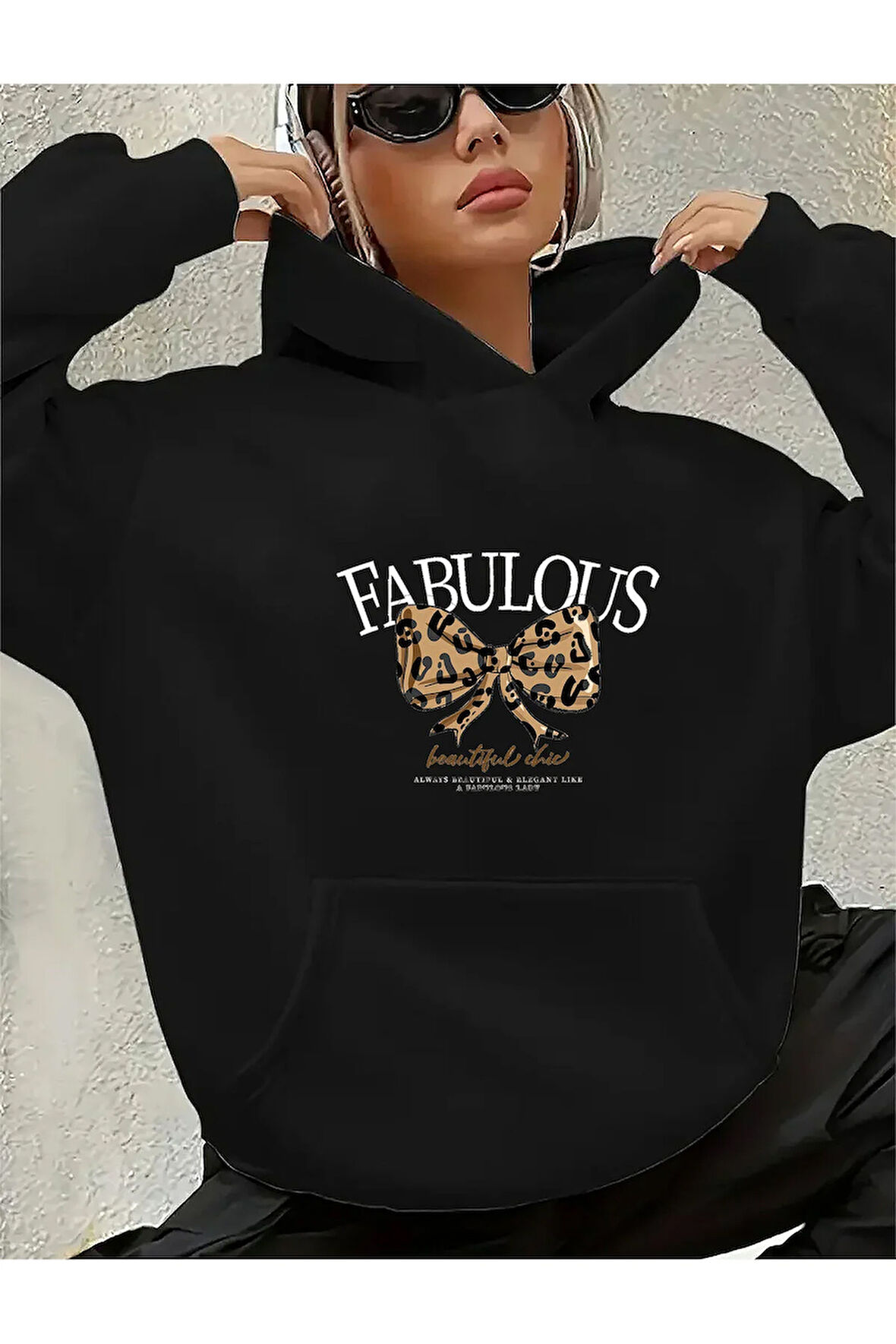 Fabulous Baskı Detaylı İçi Polarlı Kapüşonlu Sweatshirt