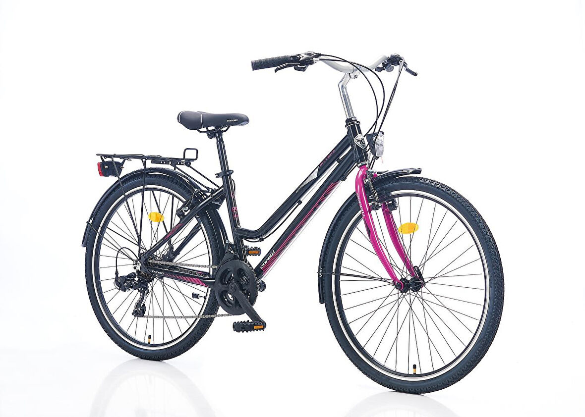 Corelli Shiwers 26 Jant 21 Vites 41CM Kadro Siyah / Fuşya Kadın Şehir Bisikleti
