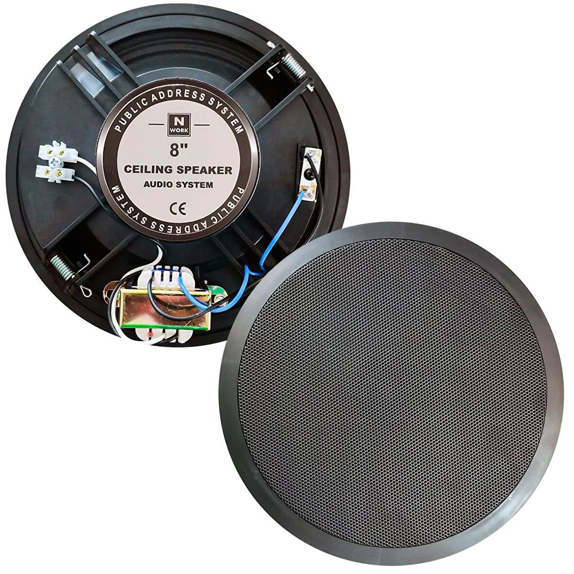 ALÇIPAN TAVAN HOPARLÖR 20CM 100V TRAFOLU SİYAH NWORK C-8BT