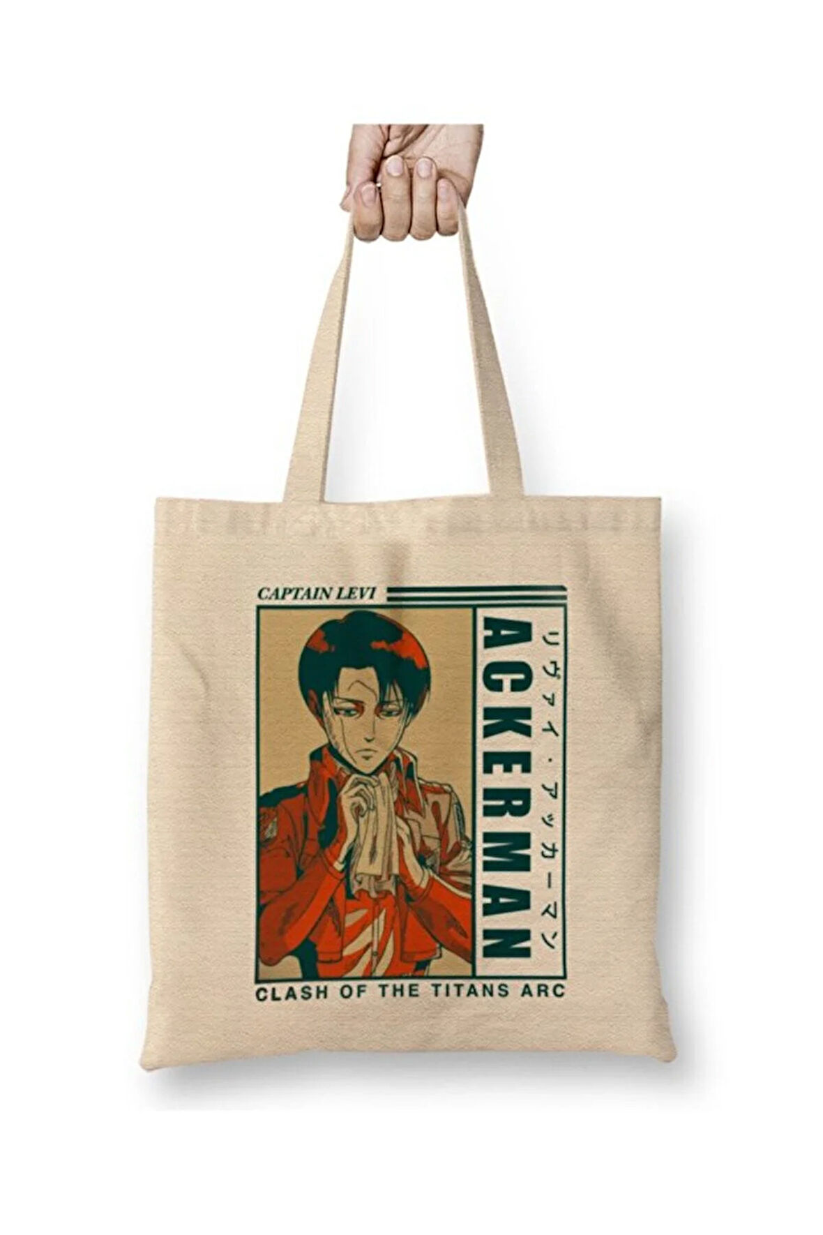 Levi Ackerman Retro Attack On Titan Bez Çanta Uzun Saplı Alışveriş Çantası Plaj Çantası