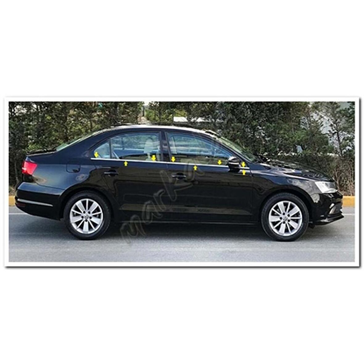 DB Chrome VW Jetta Cam Çıtası Nikelajı 2011 Sonrası 6 Parça P.Çelik