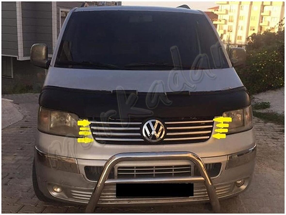 DB Chrome VW T5 Transporter Ön Panjur Nikelajı 2003-2010 8 Parça P.Çelik