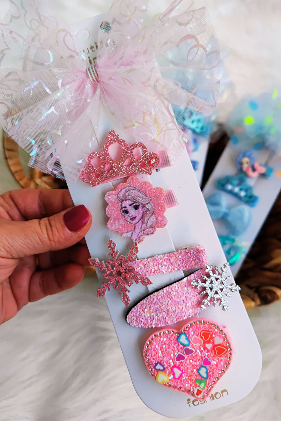 Elsa 5'li Simli Ve Tül Detaylı Toka Seti