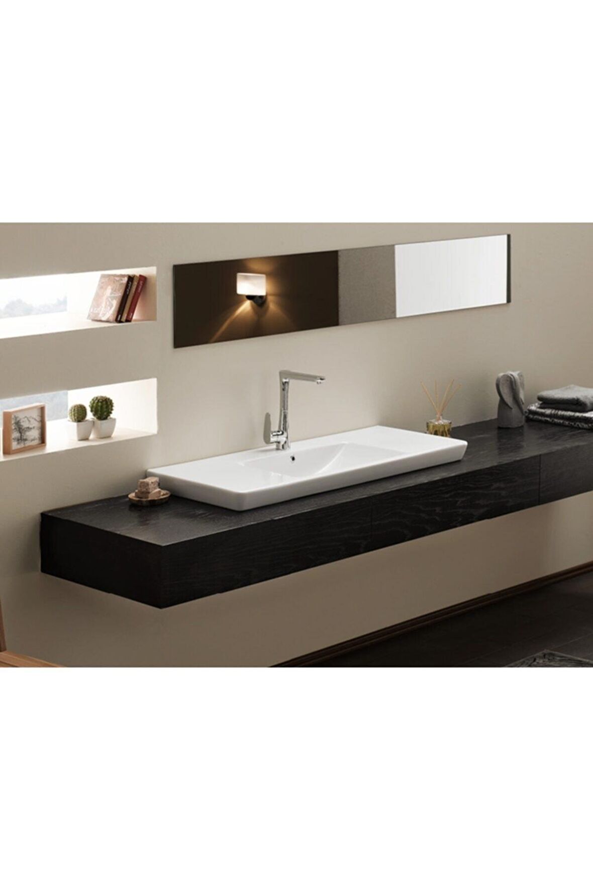 Cerastyle Turkuaz Seramik Porto Etajerli Lavabo 85 Cm (derınlık 38 Cm)