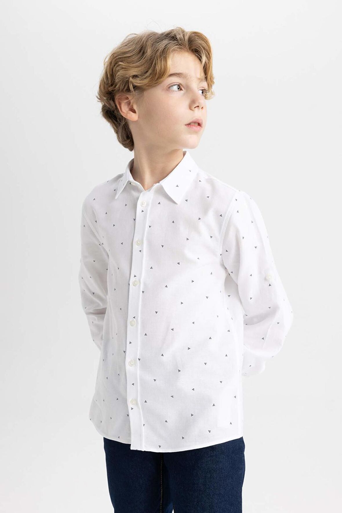 DeFacto Erkek Çocuk Polo Yaka Oxford Uzun Kollu Gömlek C0603A824SMWT34