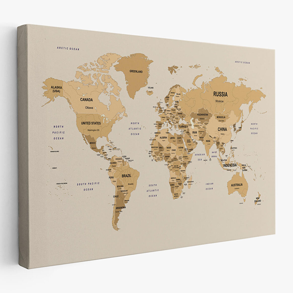 Harita Sepeti Dünya Haritası Kanvas Tablo Ülke Başkent Detaylı ve Dekoratif 2619