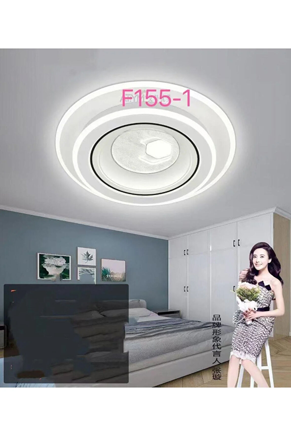 F155-1 PLAFONYER LED AVİZE 3 Renk Işık Modlu (Beyaz / Sarı / Gün Işığı)
