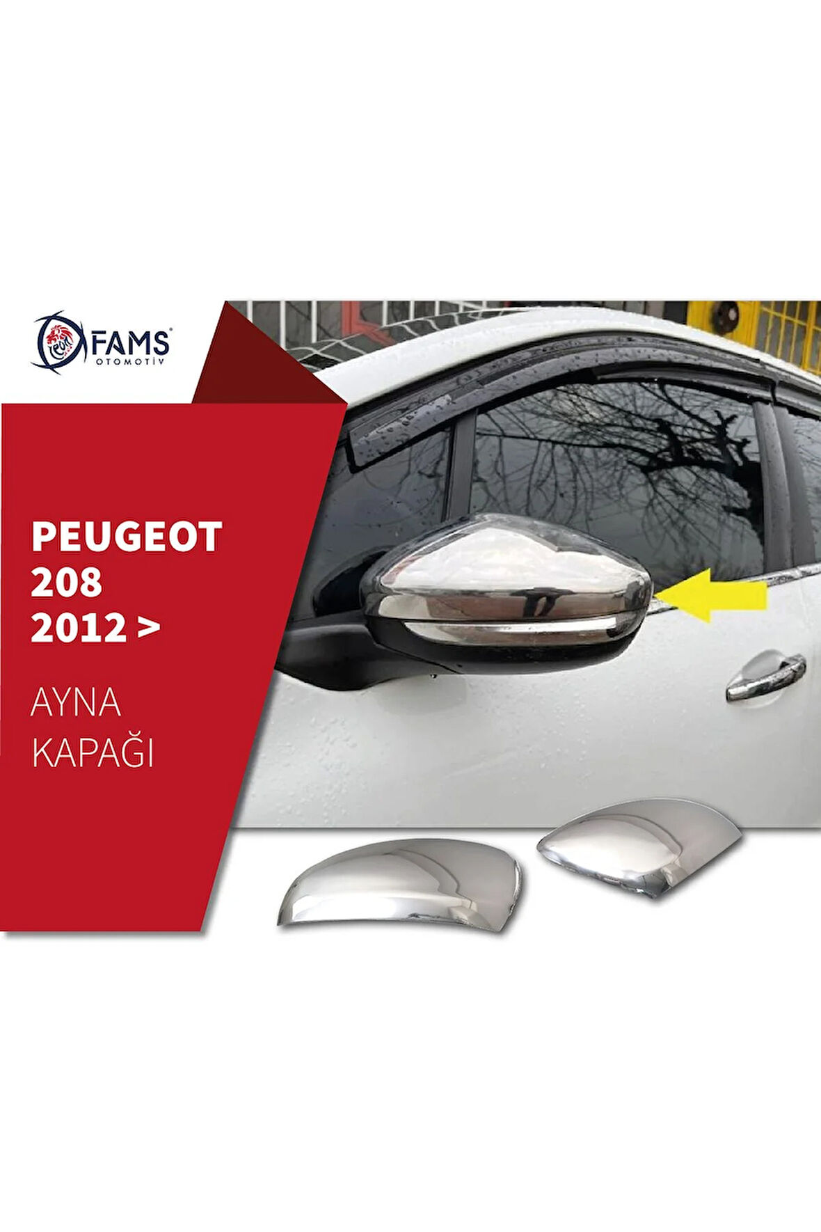 Peugeot 208 Krom Ayna Kapağı 2 Parça 2012 Ve Üzeri Paslanmaz Çelik