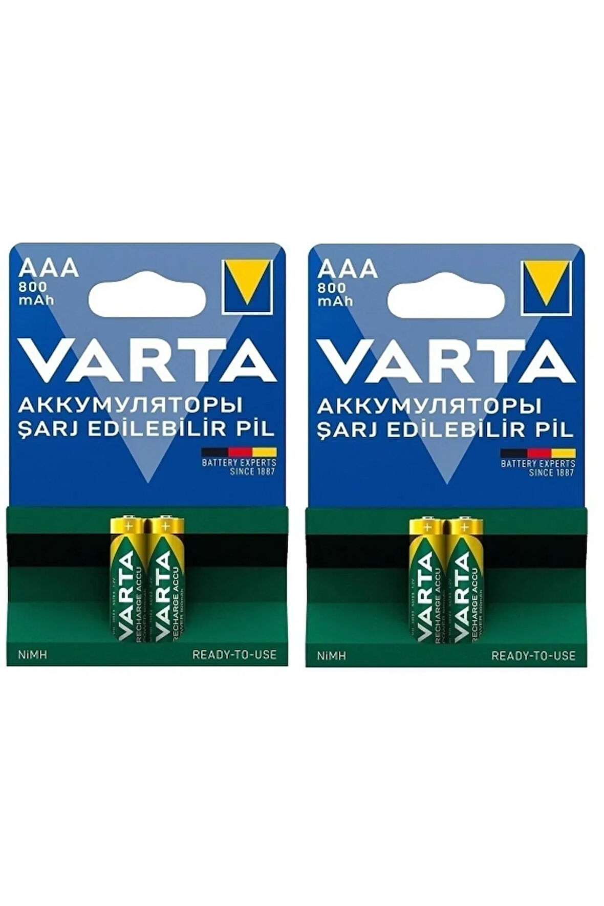 4 Adet Varta 57033 800mah Aaa Şarj Edilebilir Ince Kalem Pil 2 Kartel Taze Pil