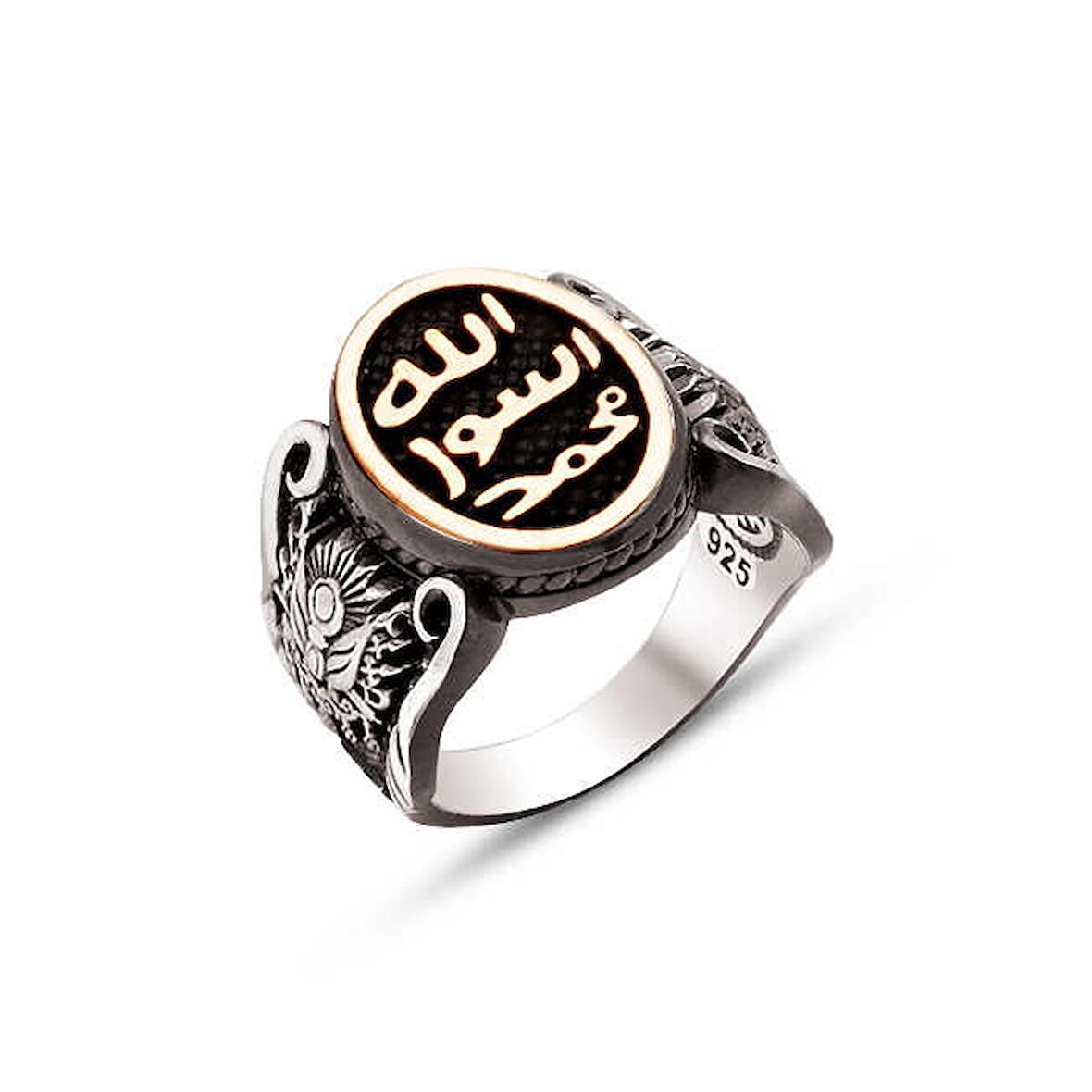 Amberkan Gümüş Mühr-ü Şerif Kenarları Osmanlı Devlet Armalı ve Osmanlı Tuğralı Yüzük
