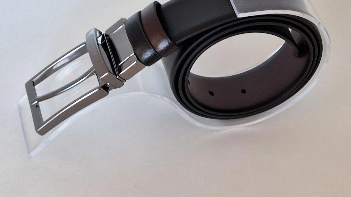 DARKWOOD ERKEK KLASİK HAKİKİ DERİ KEMER-ÇİFT TARAFLI KULLANIM-SİYAH/BORDO