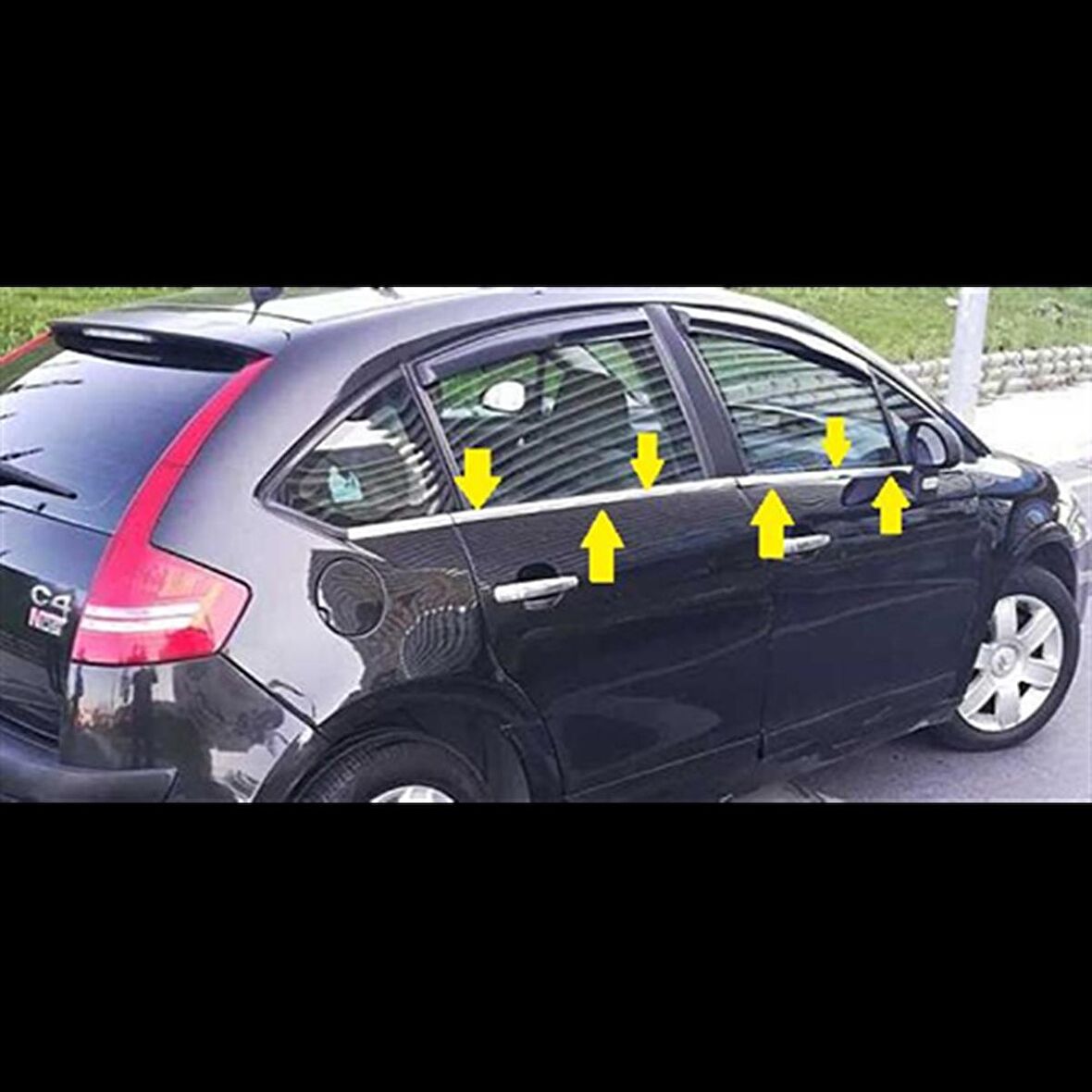 DB Chrome Citroen C4 HB Cam Çıtası Nikelajı 2004-2010 8 Parça P.Çelik