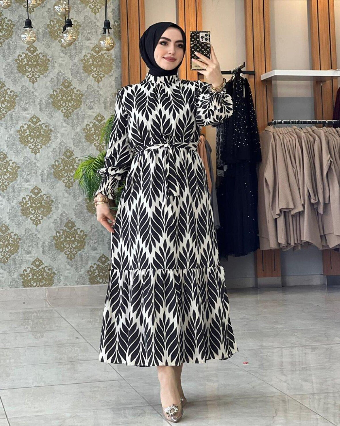Ceren Elbise Siyah Beden 1-38-40