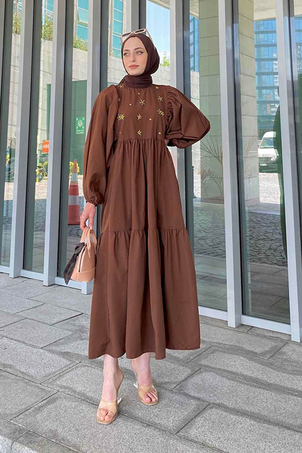 Yazlık Elica Elbise Acı Kahverengi