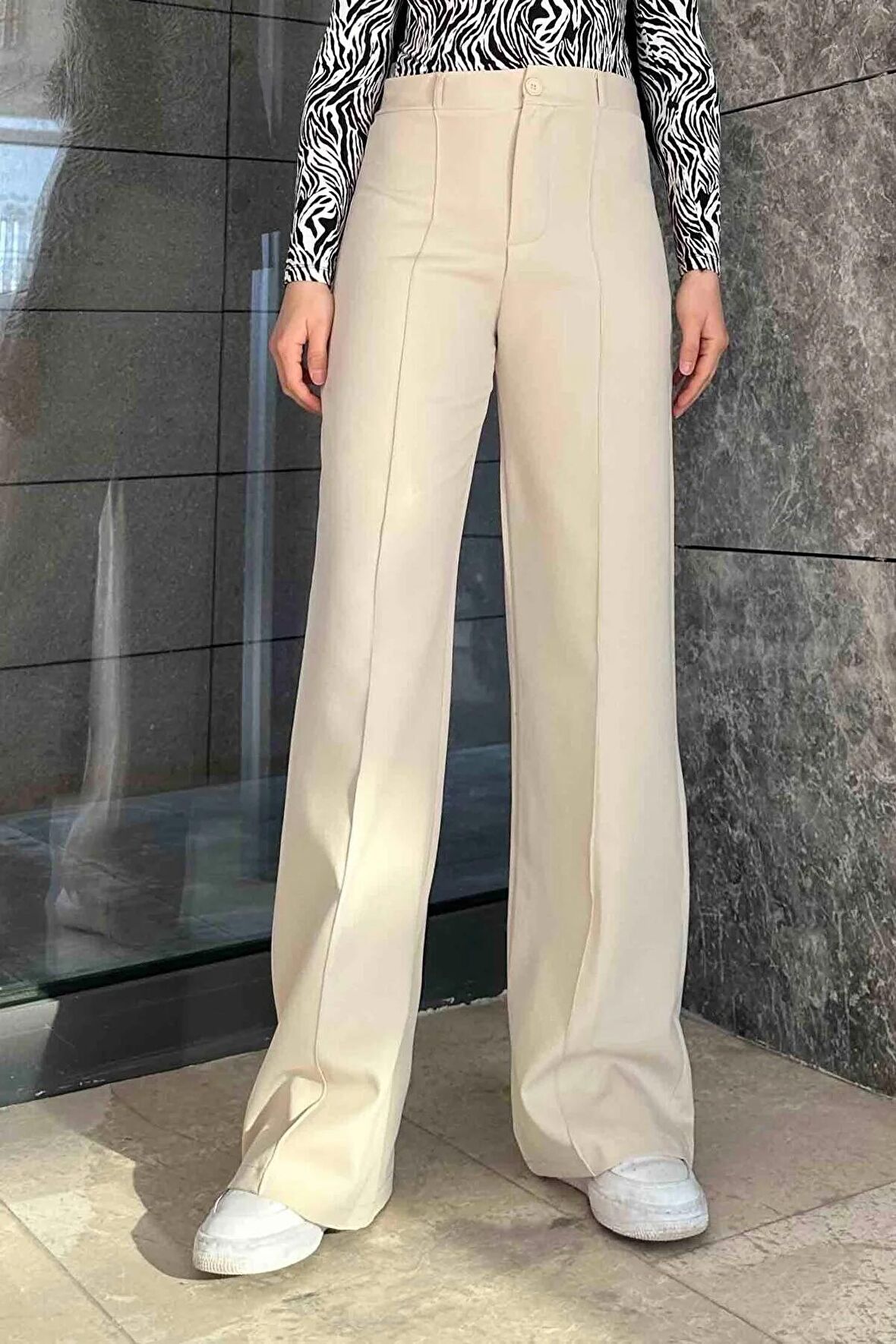 Çımalı Bol Paça Pantolon