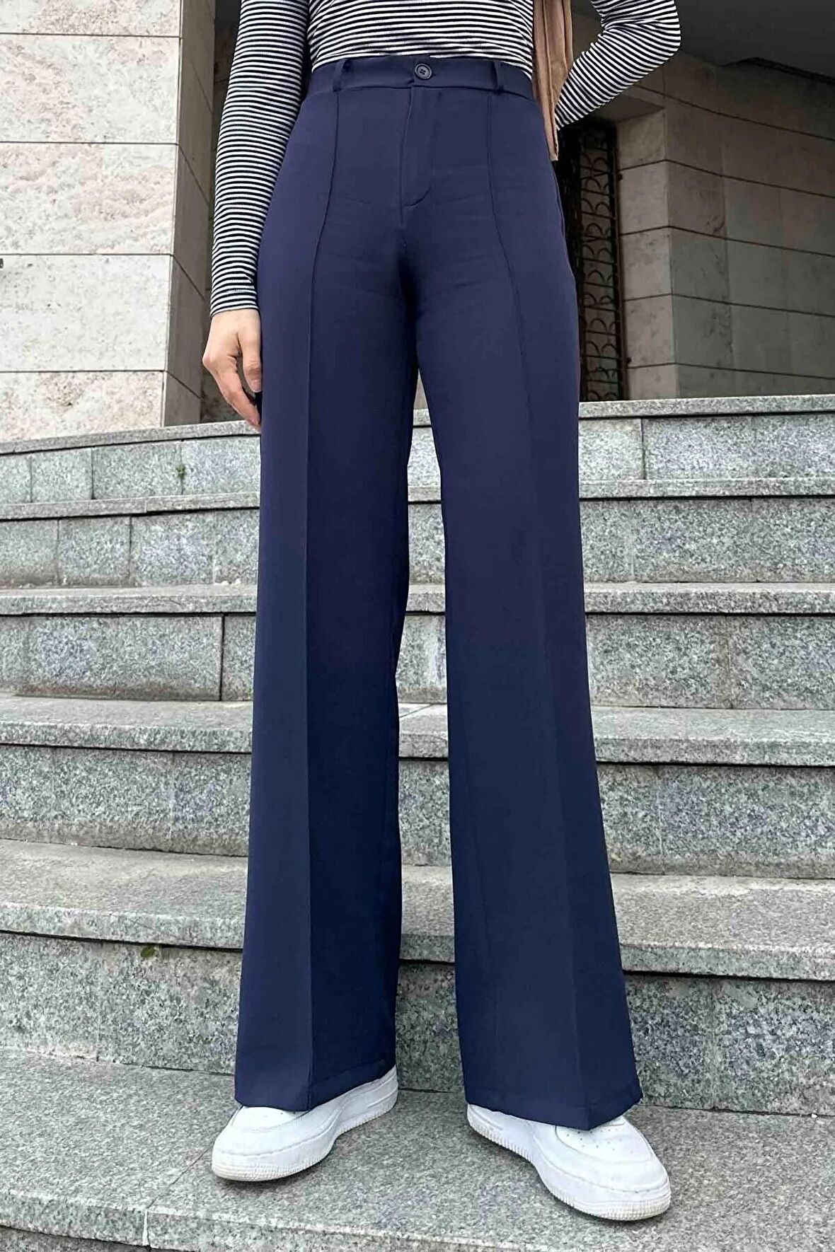 Çımalı Bol Paça Pantolon