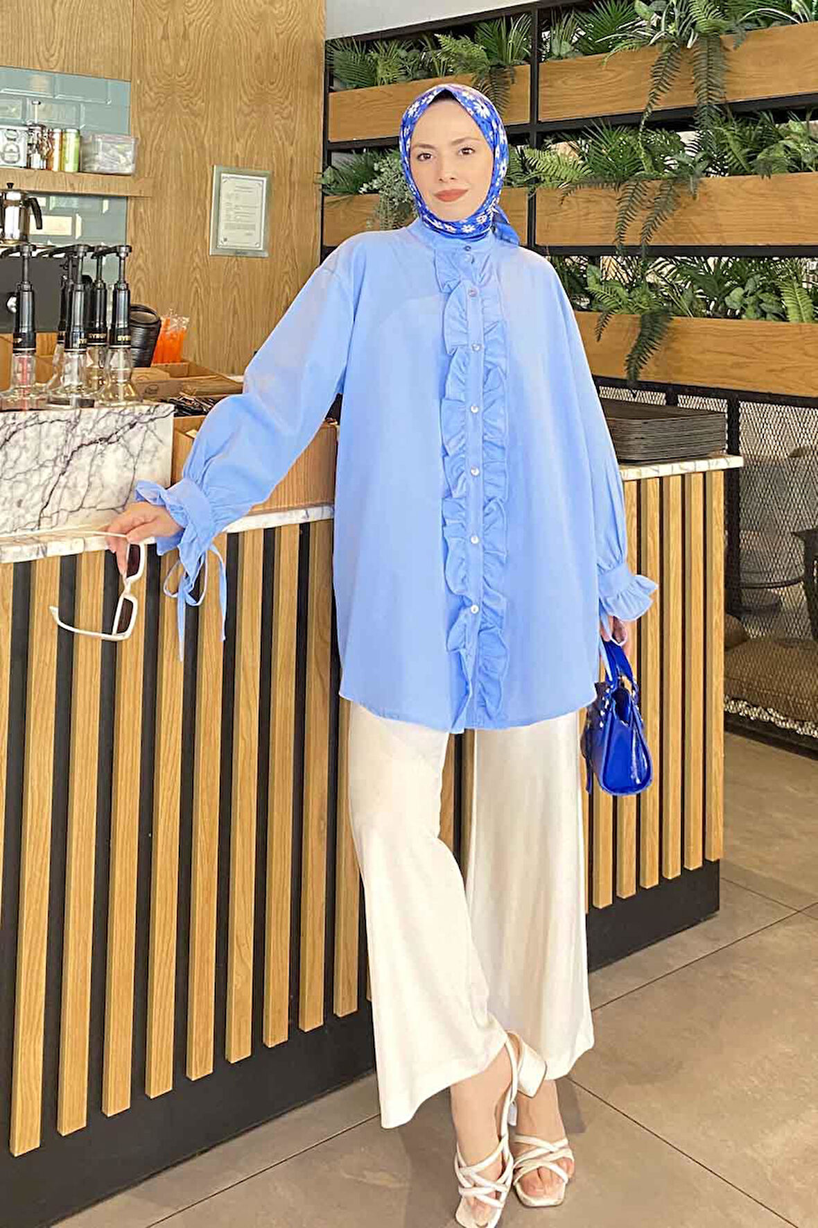 Flores Fırfırlı Tunik Bebe Mavisi