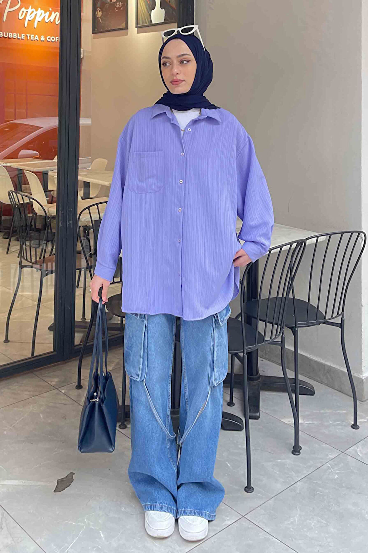 Kraşlı Gömlek Lila