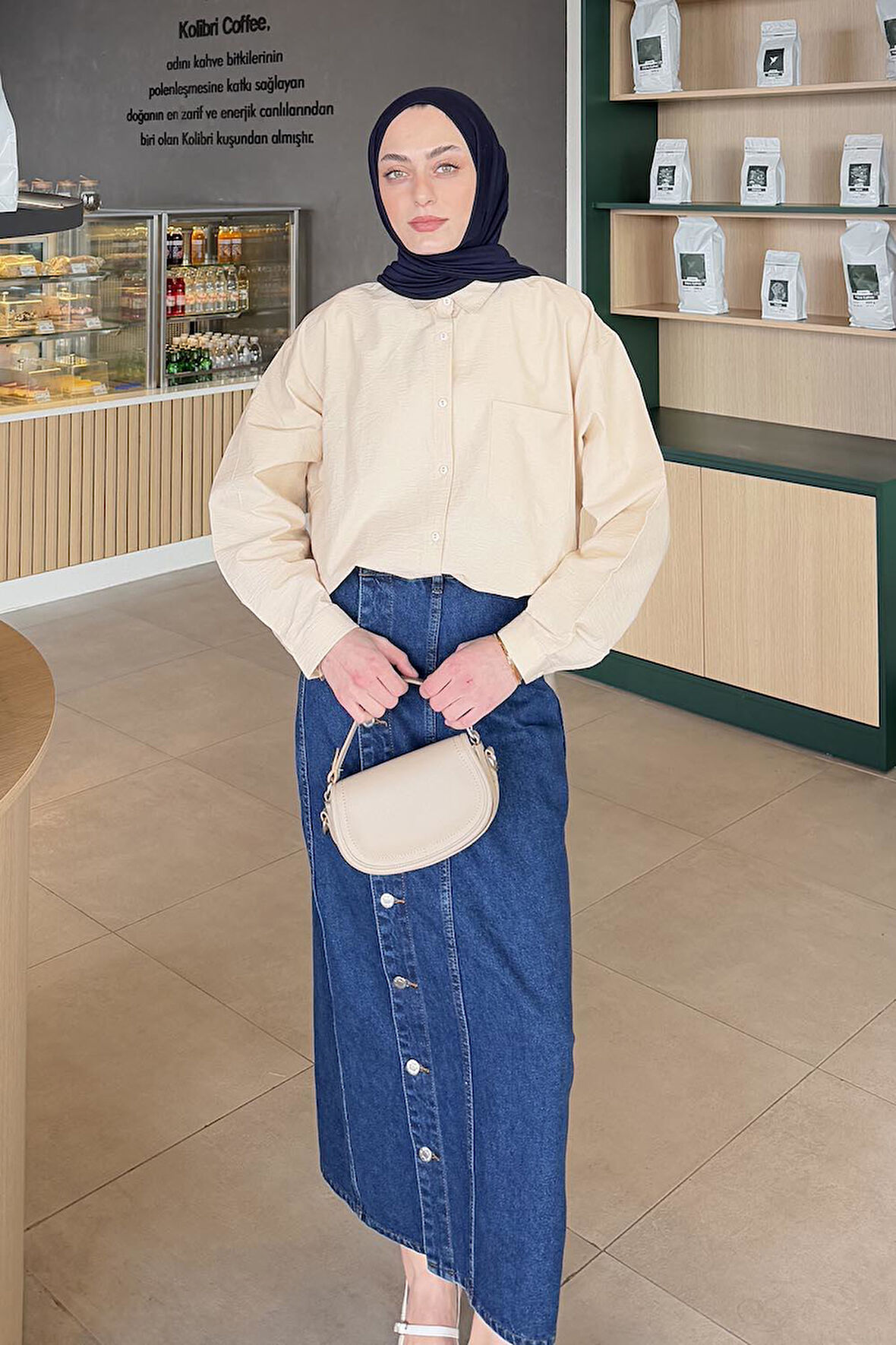 Lena Oversize Gömlek Bej