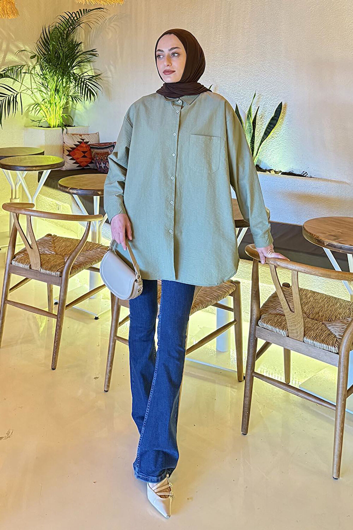 Lena Oversize Gömlek Çağla Yeşili