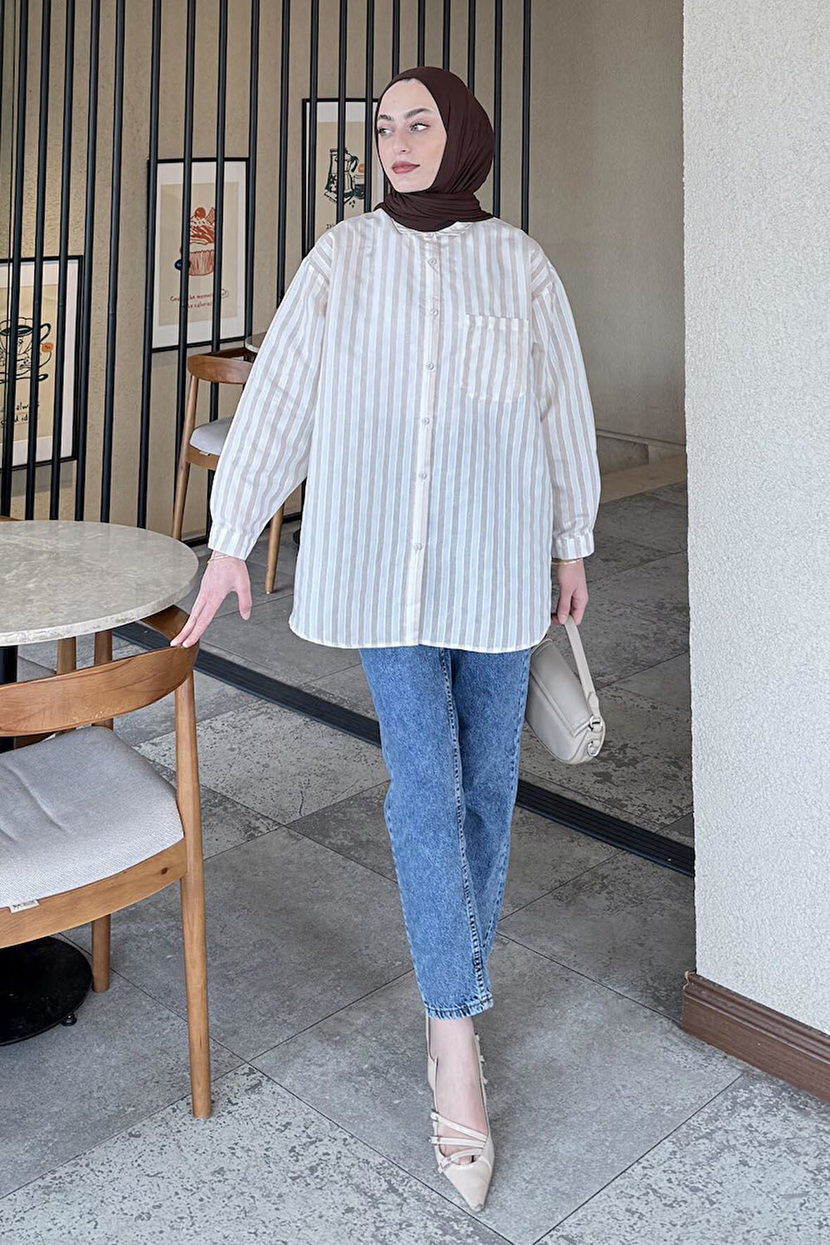 Lena Oversize Gömlek Taş
