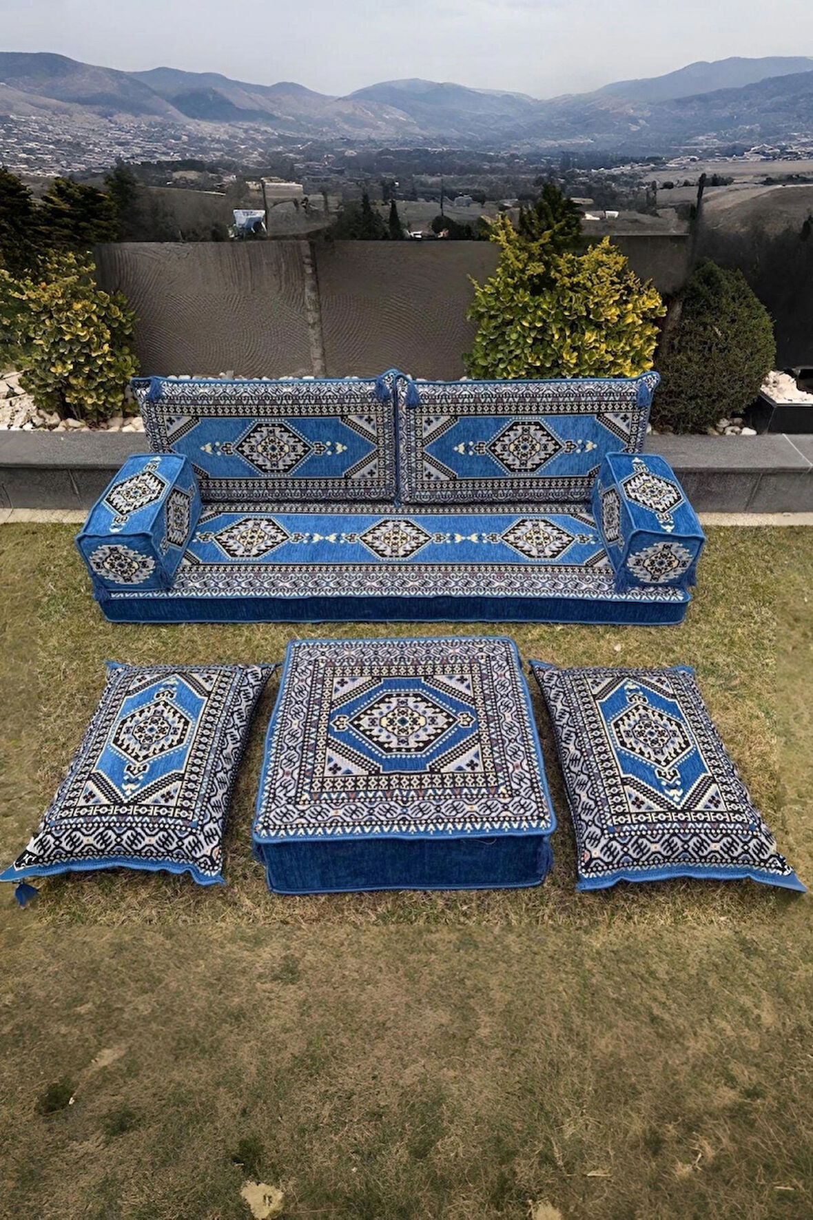 Şark Köşesi Yer Minderi Takımı Otantik Rahat Oturma Minderi Salon Balkon İçin