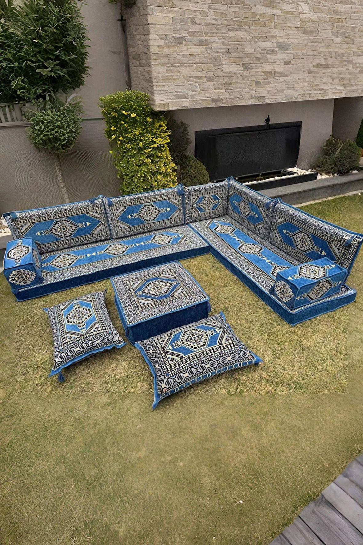 Şark Köşesi Yer Minderi Takımı Otantik Rahat Oturma Minderi Salon Balkon İçin