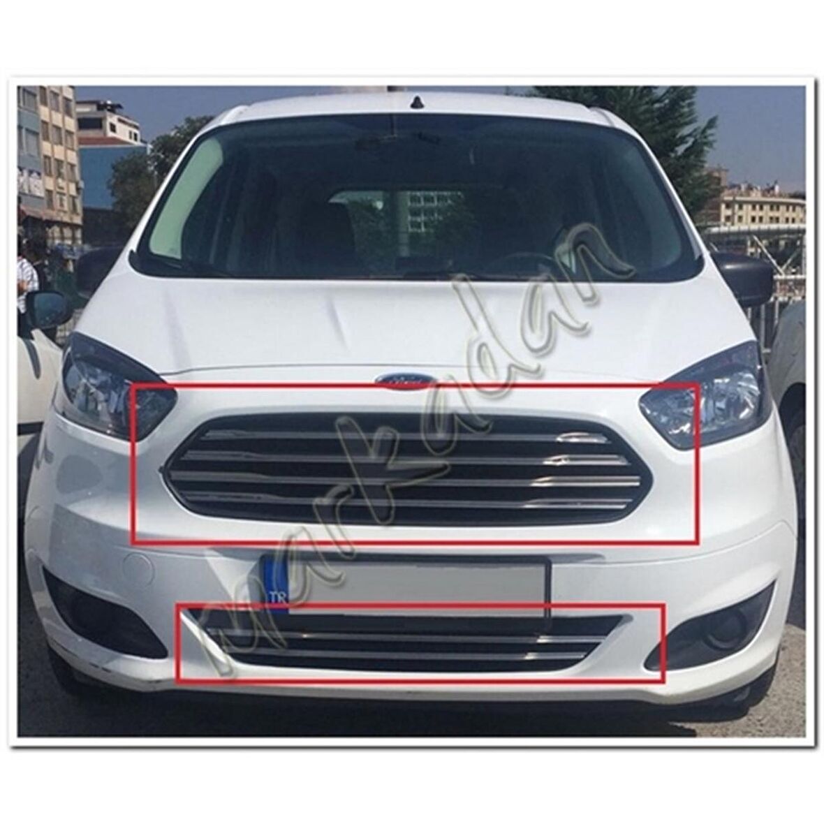 Ford Tourneo Courier Krom Ön Panjur 2014-2017 Set 6 Parça Paslanmaz Çelik