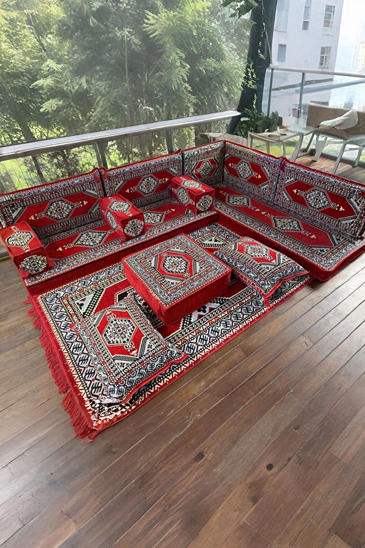 Şark Köşesi Yer Minderi Takımı Otantik Rahat Oturma Minderi Salon Balkon İçin