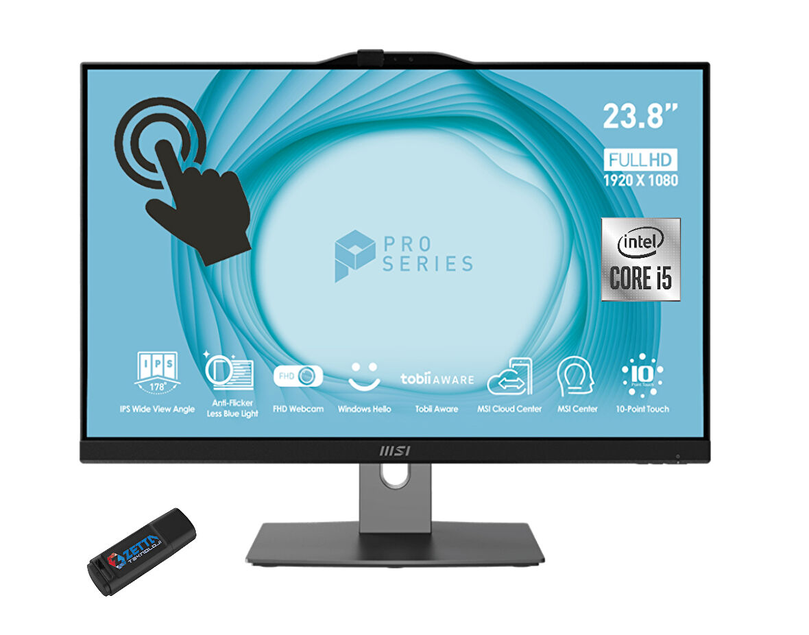 Msı Pro AP243TP Intel Core I5-12400 64GB Ram 4tb SSD 23.8 Fhd Multıtouch IPS Freedos Allınone Bilgisayar W12M-079XTR15+ZETTAUSBBELLEK