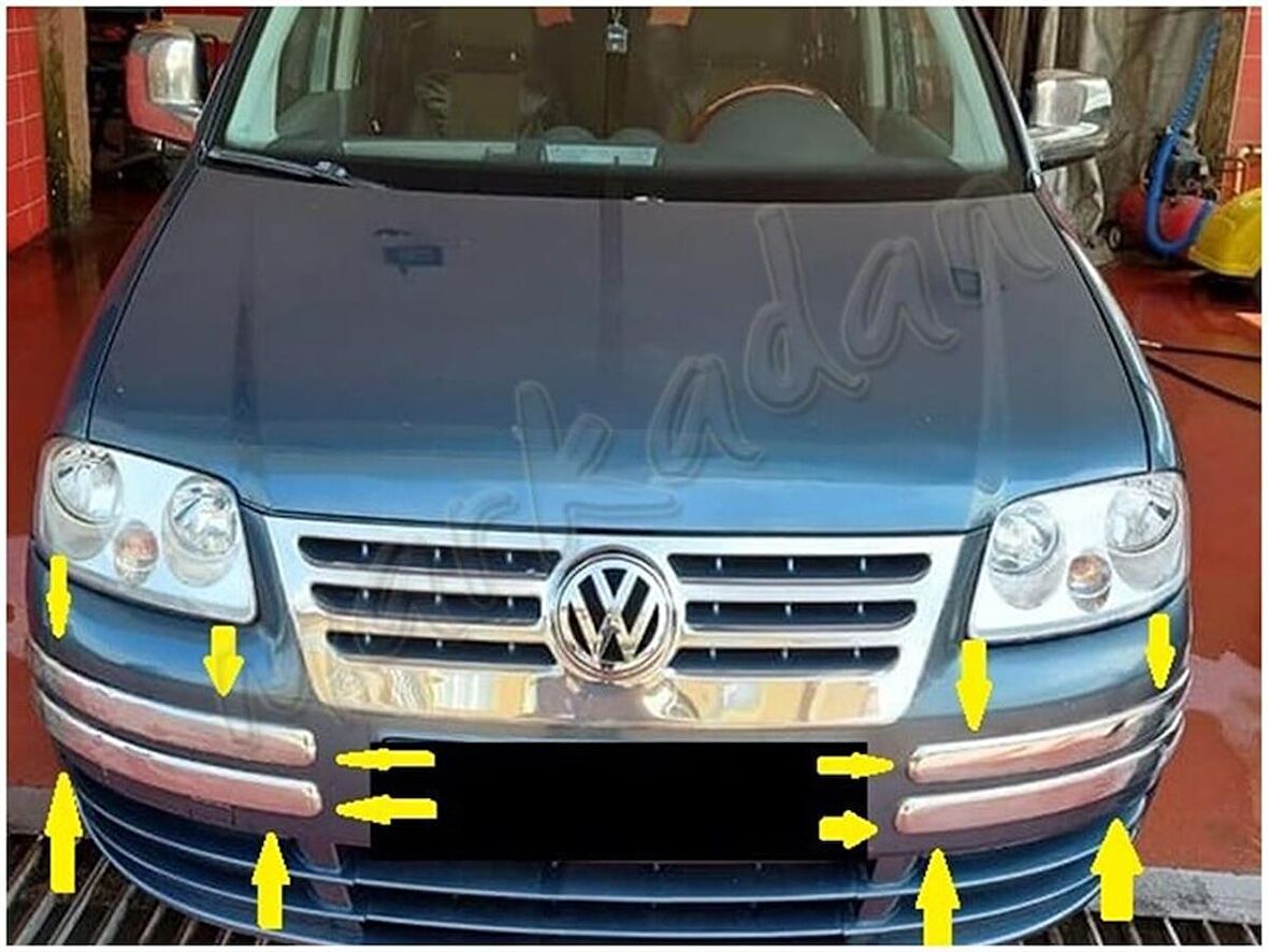 VW Caddy Krom Ön Tampon Kaşı 2004-2010 4 Parça Paslanmaz Çelik