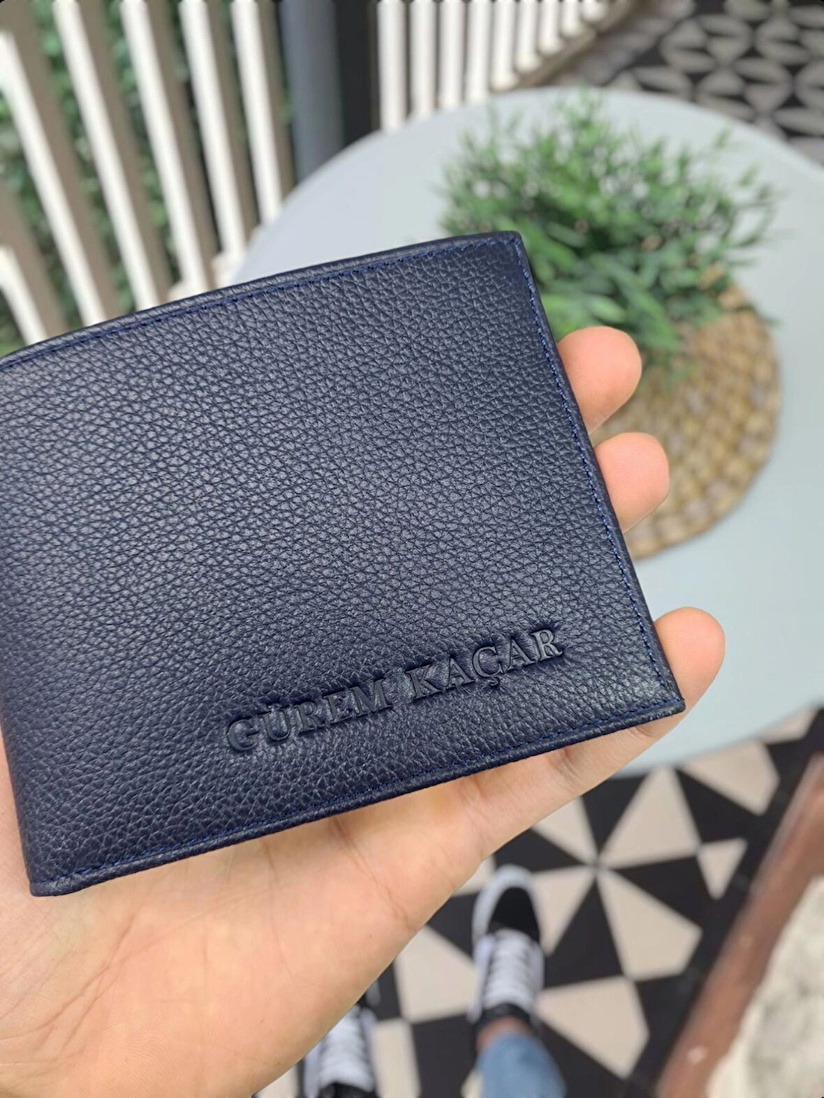 VİSSO 262 HAKİKİ DERİ ÇANTA İSME ÖZEL ÇİFT KİMLİK BÖLMELİ   DERİ ERKEK CÜZDAN Lacivert RENK