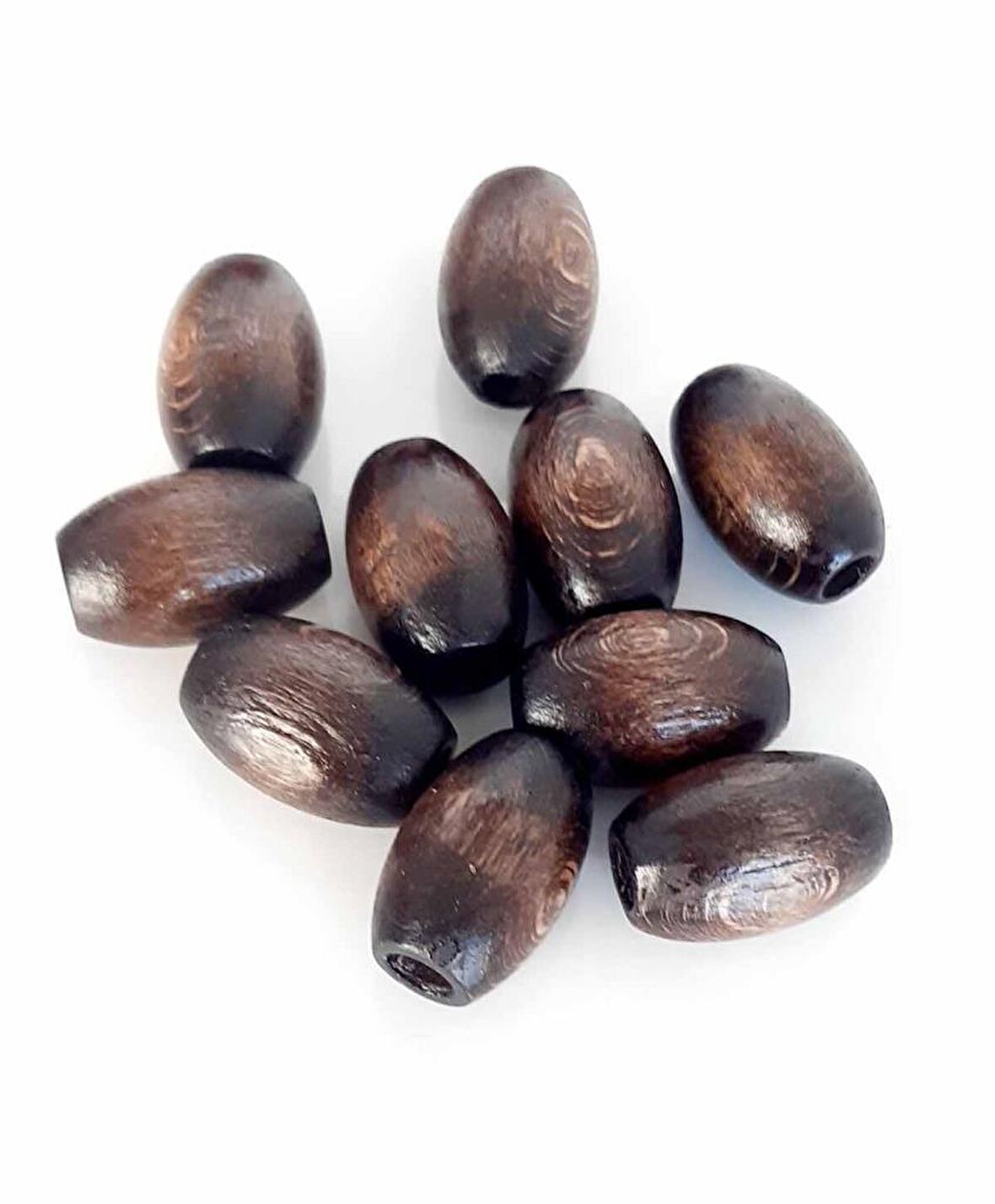 17 mm 10 Adet Koyu Renk Ahşap Oval Boncuk